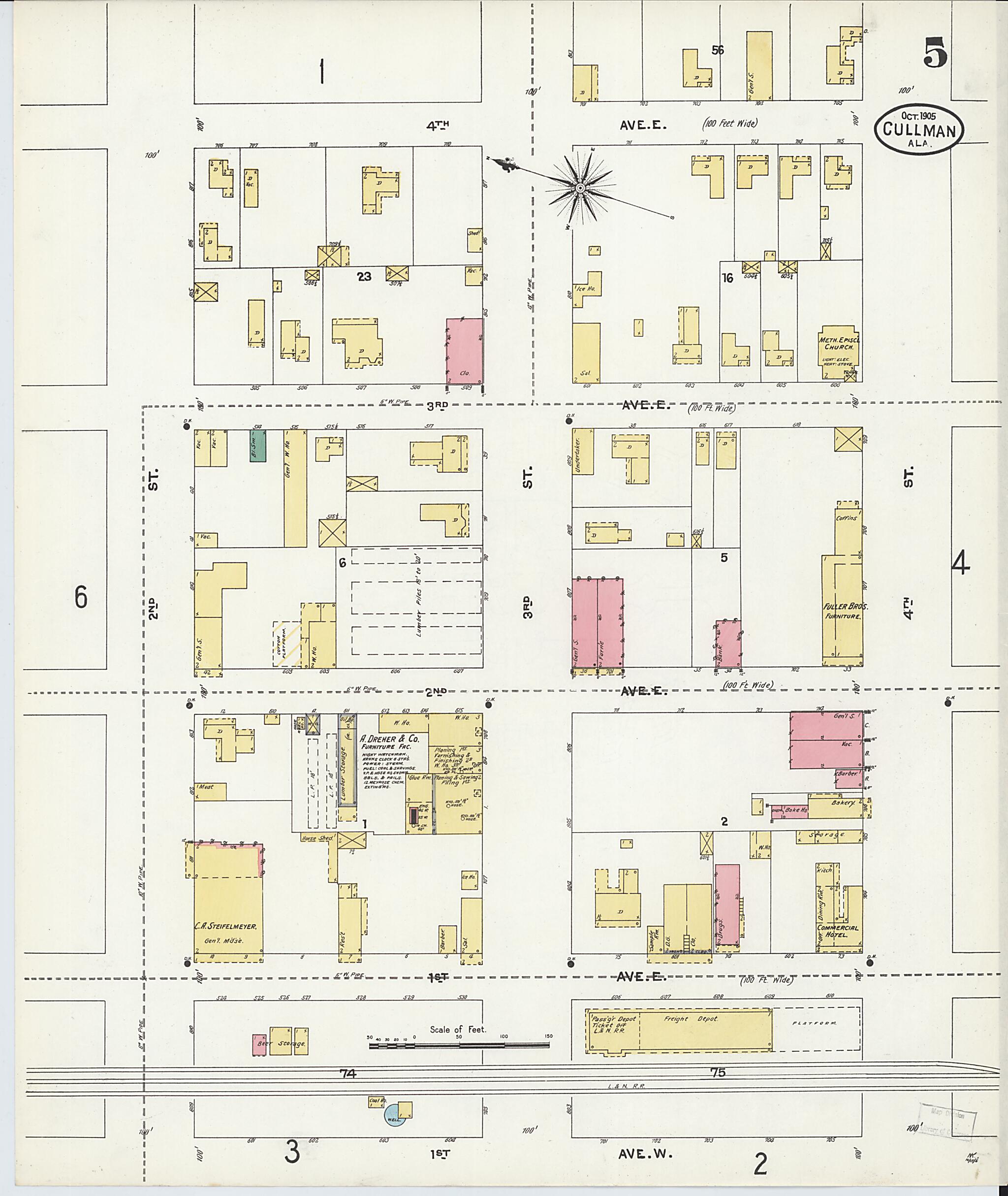 Cullman, Cullman County, Alabama 1905 (Sheet 5 of 6) by Relic Map Company