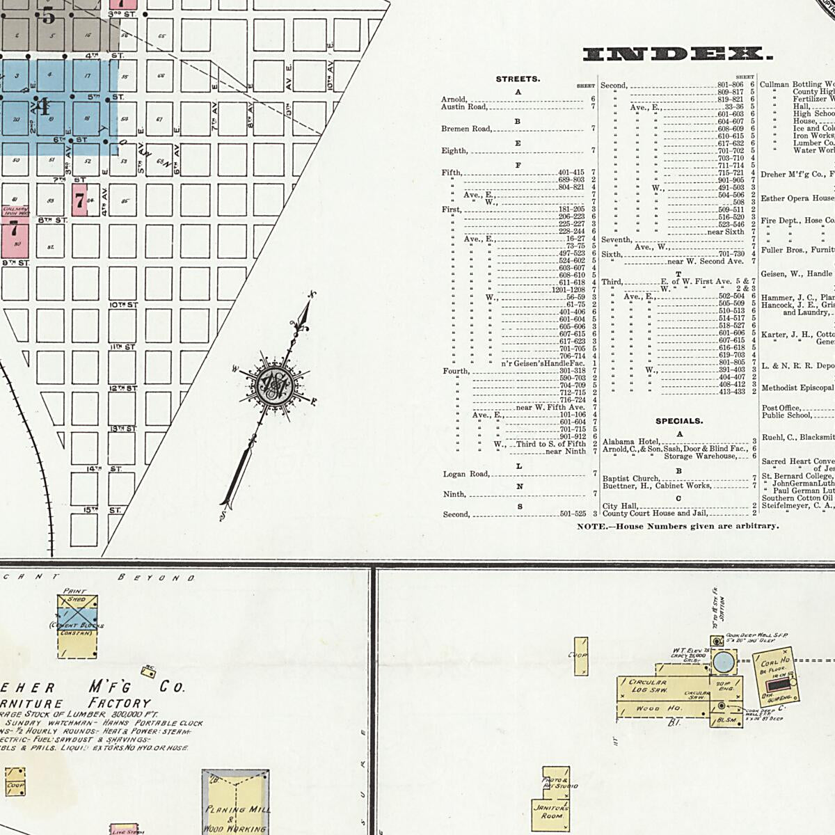 This old map of Cullman, Cullman County, Alabama was created by Sanborn Map Company in 1910
