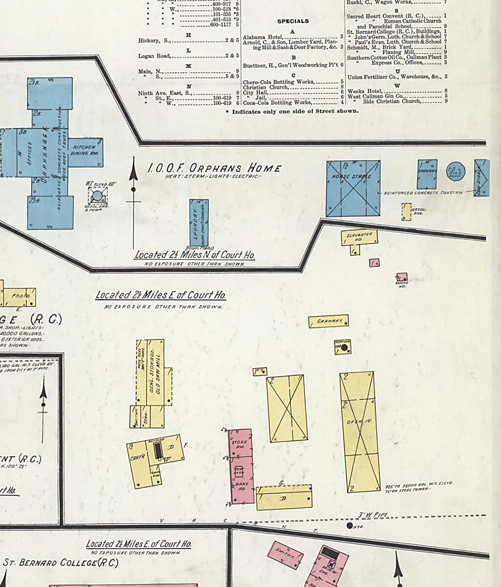 This old map of Cullman, Cullman County, Alabama was created by Sanborn Map Company in 1917