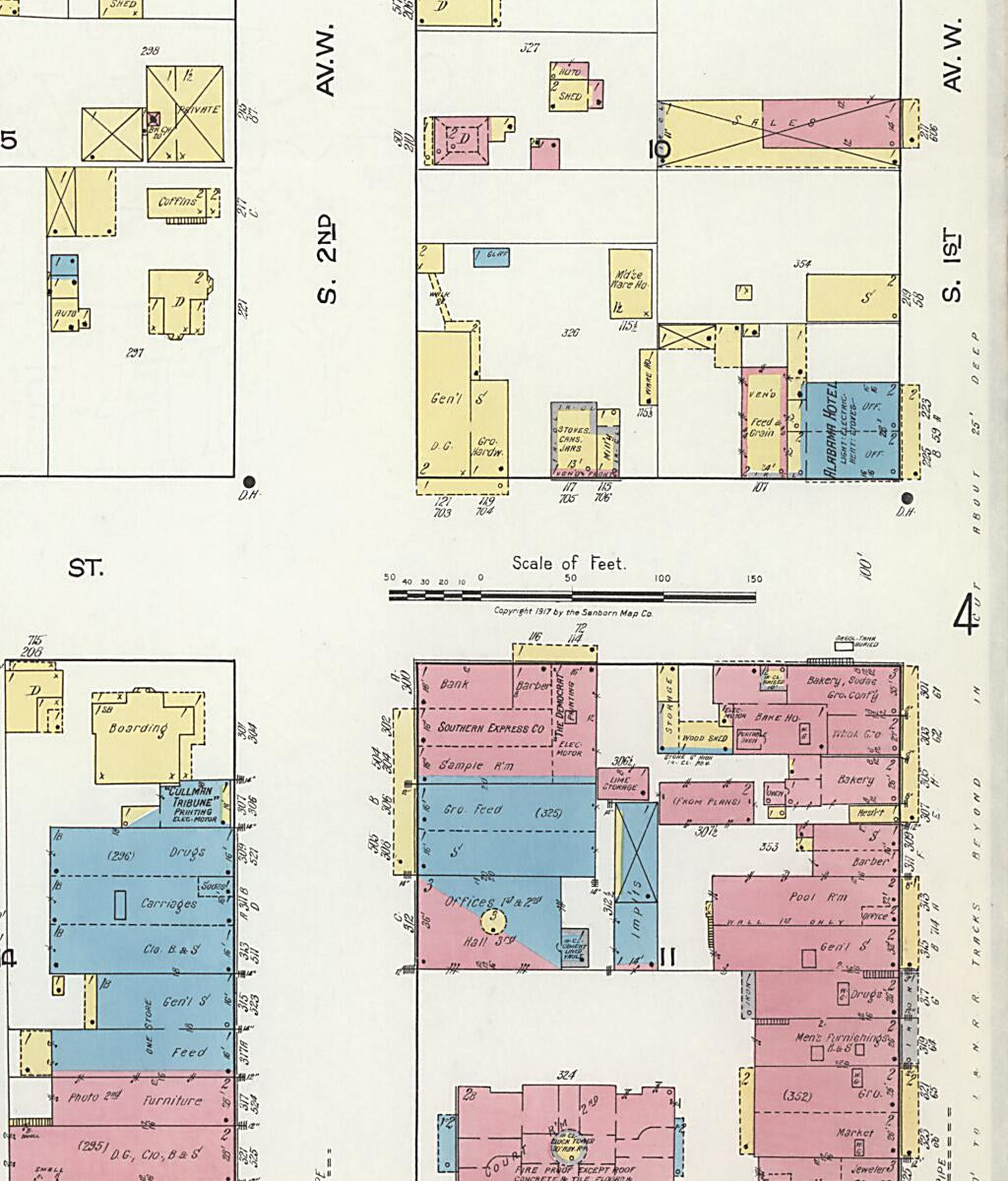 This old map of Cullman, Cullman County, Alabama was created by Sanborn Map Company in 1917