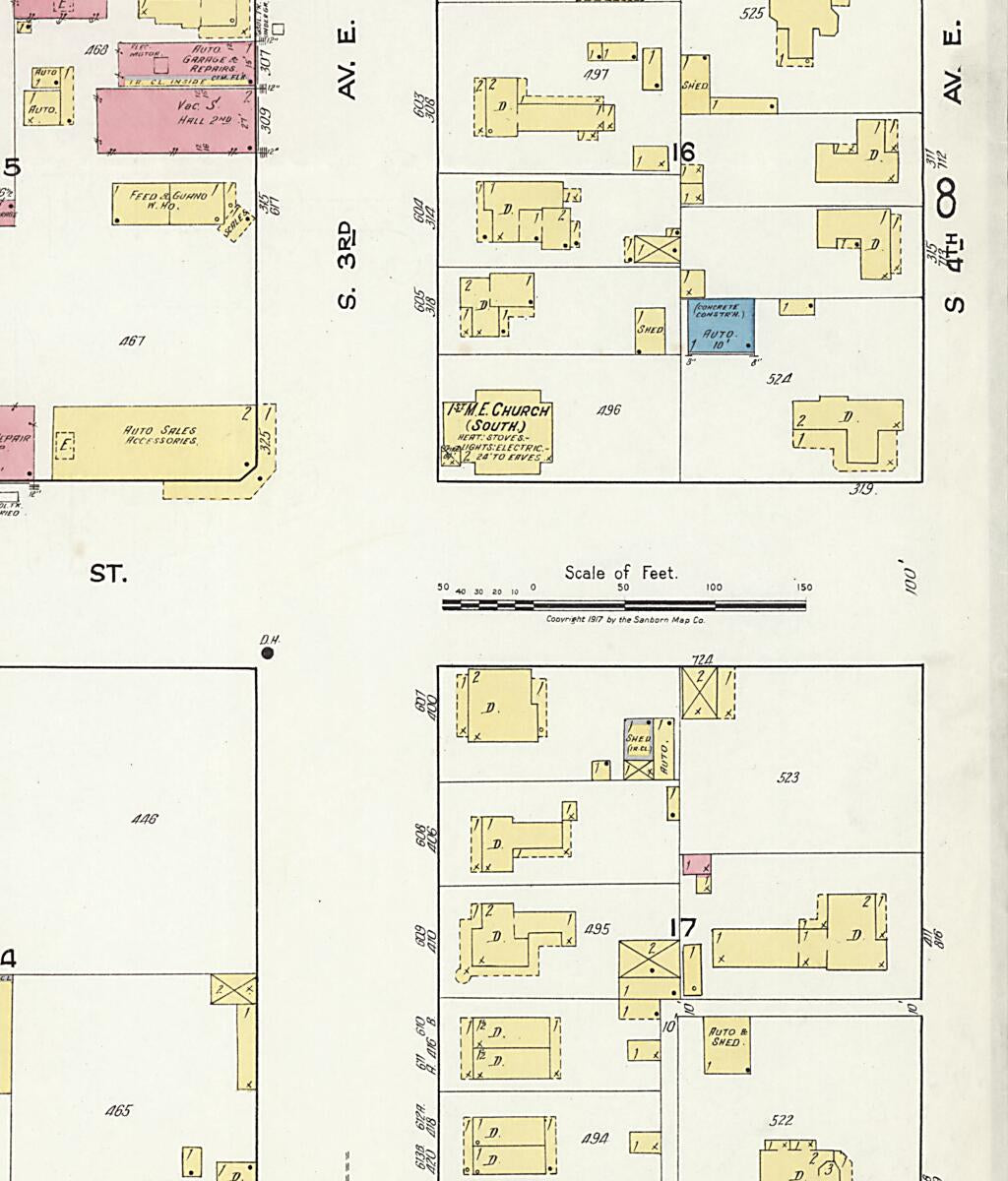 This old map of Cullman, Cullman County, Alabama was created by Sanborn Map Company in 1917
