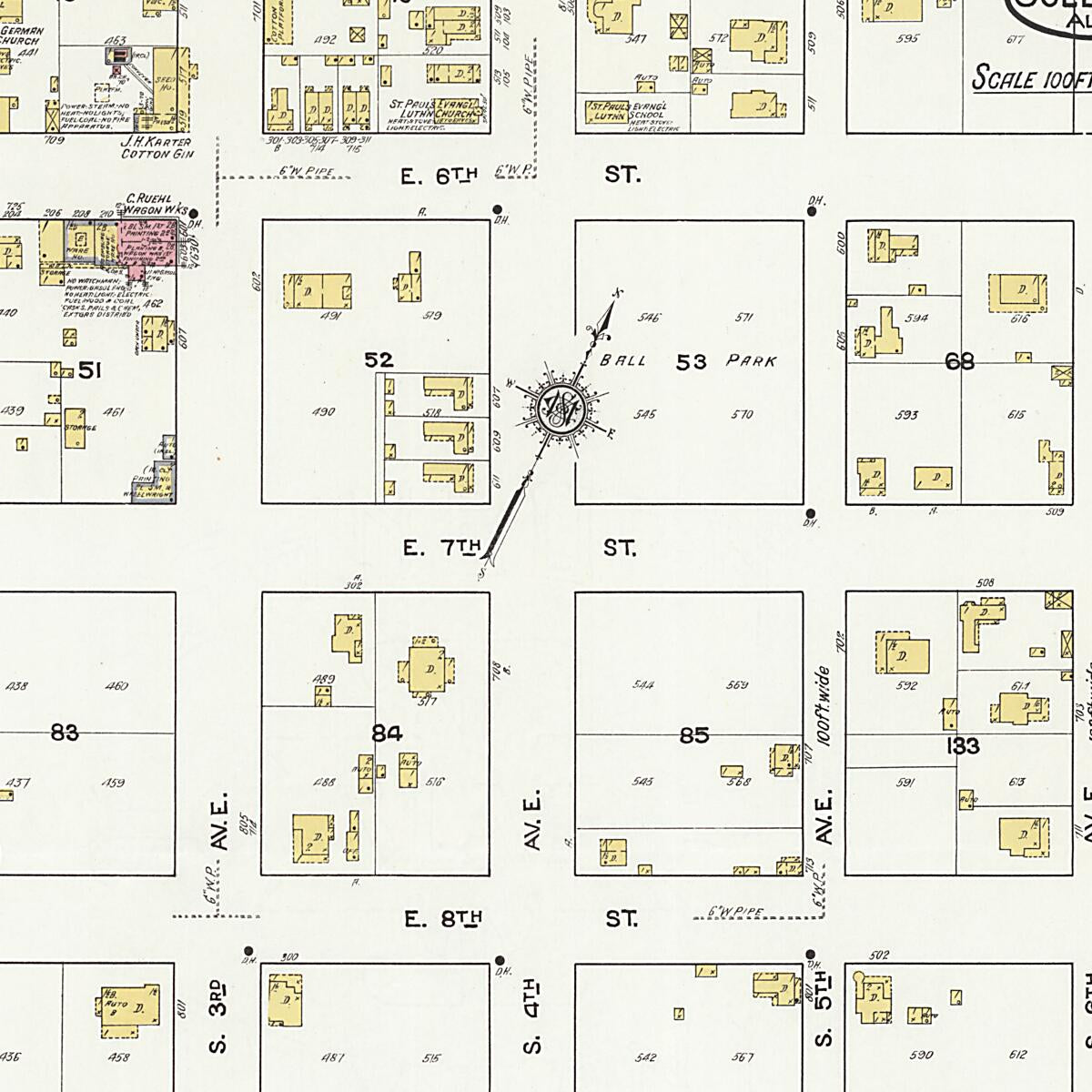 This old map of Cullman, Cullman County, Alabama was created by Sanborn Map Company in 1917