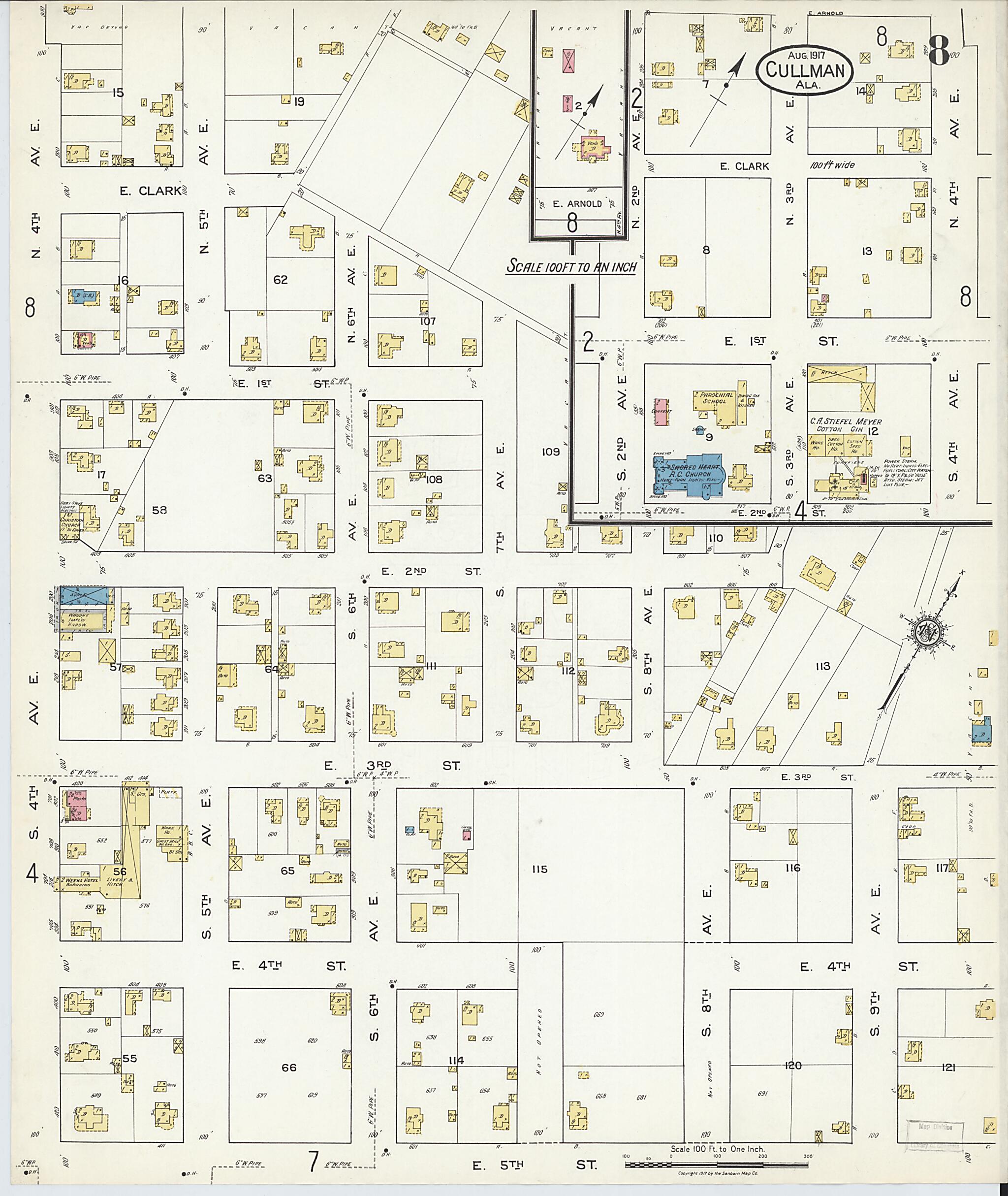 Cullman, Cullman County, Alabama 1917 (Sheet 8 of 9) by Relic Map Company