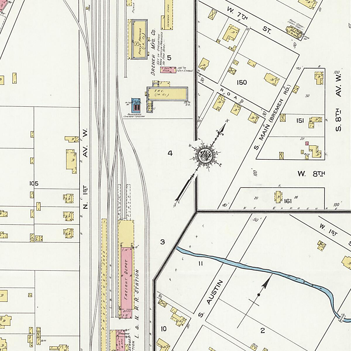 This old map of Cullman, Cullman County, Alabama was created by Sanborn Map Company in 1917