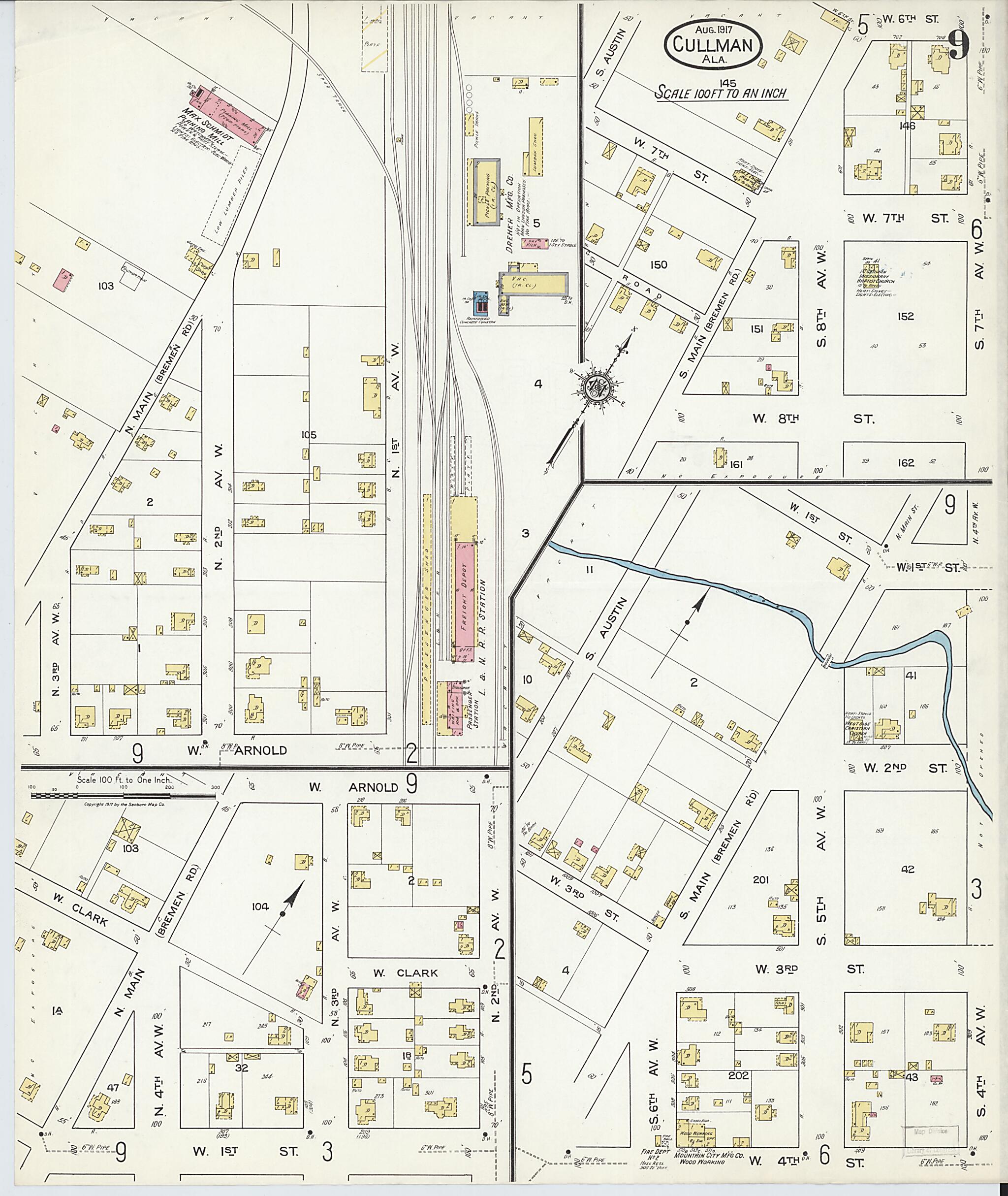 Cullman, Cullman County, Alabama 1917 (Sheet 9 of 9) by Relic Map Company