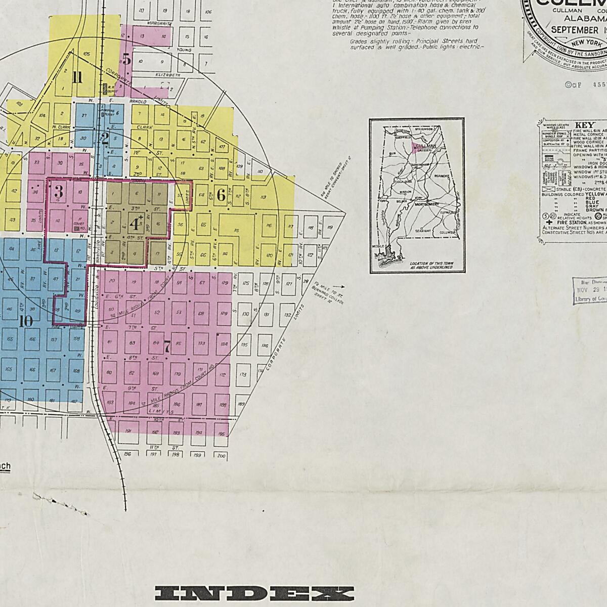 This old map of Cullman, Cullman County, Alabama was created by Sanborn Map Company in 1926