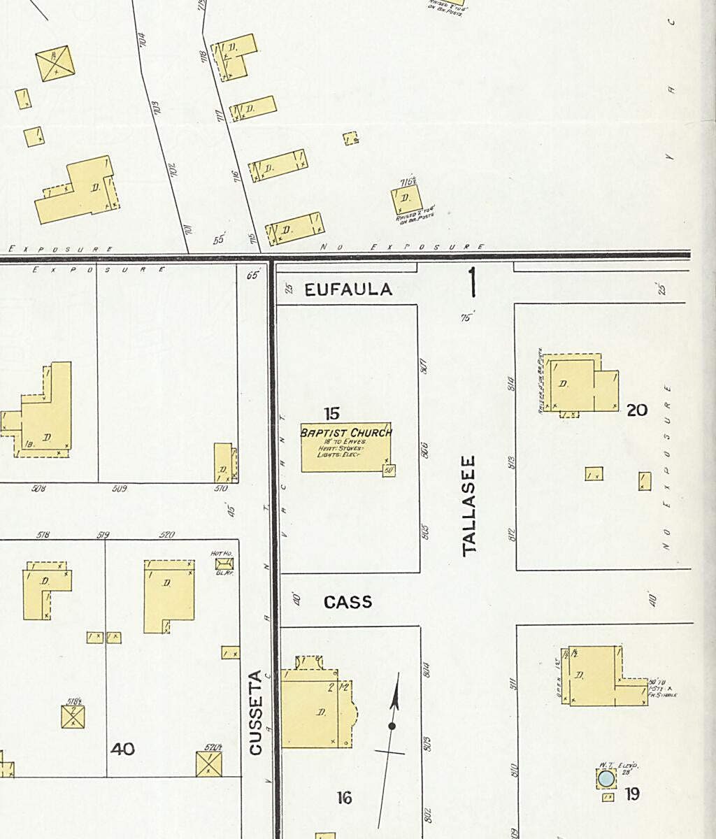 This old map of Dadeville, Tallapoosa County, Alabama was created by Sanborn Map Company in 1909