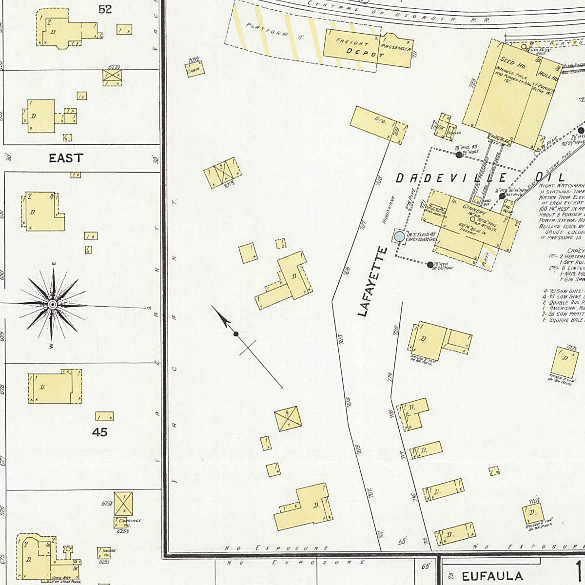 This old map of Dadeville, Tallapoosa County, Alabama was created by Sanborn Map Company in 1909