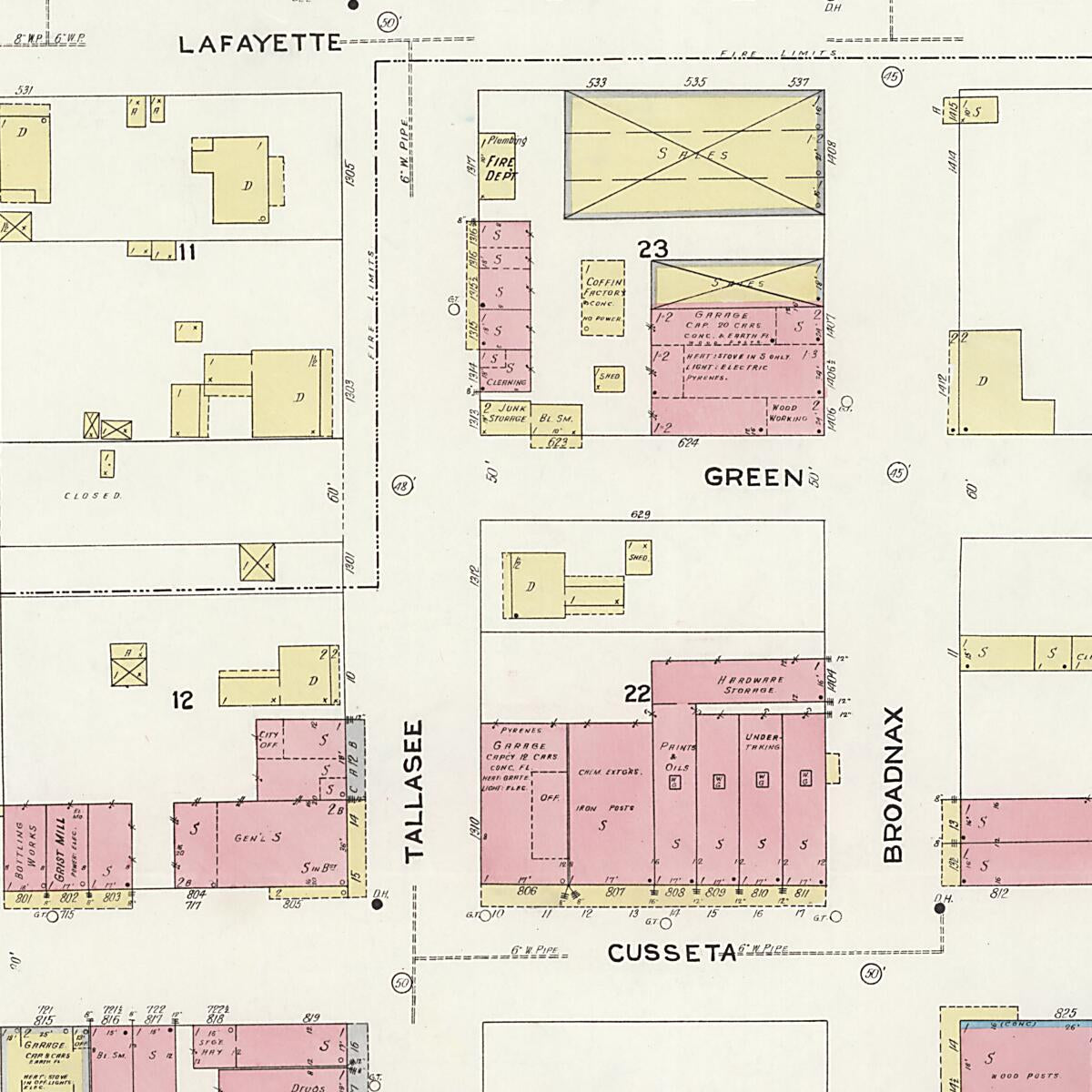 This old map of Dadeville, Tallapoosa County, Alabama was created by Sanborn Map Company in 1924