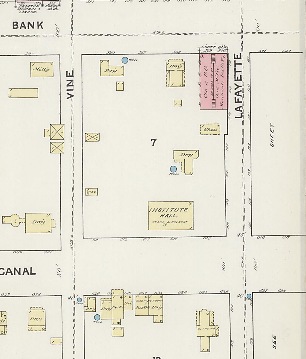This old map of New Decatur, Morgan County, Alabama was created by Sanborn Map Company in 1888