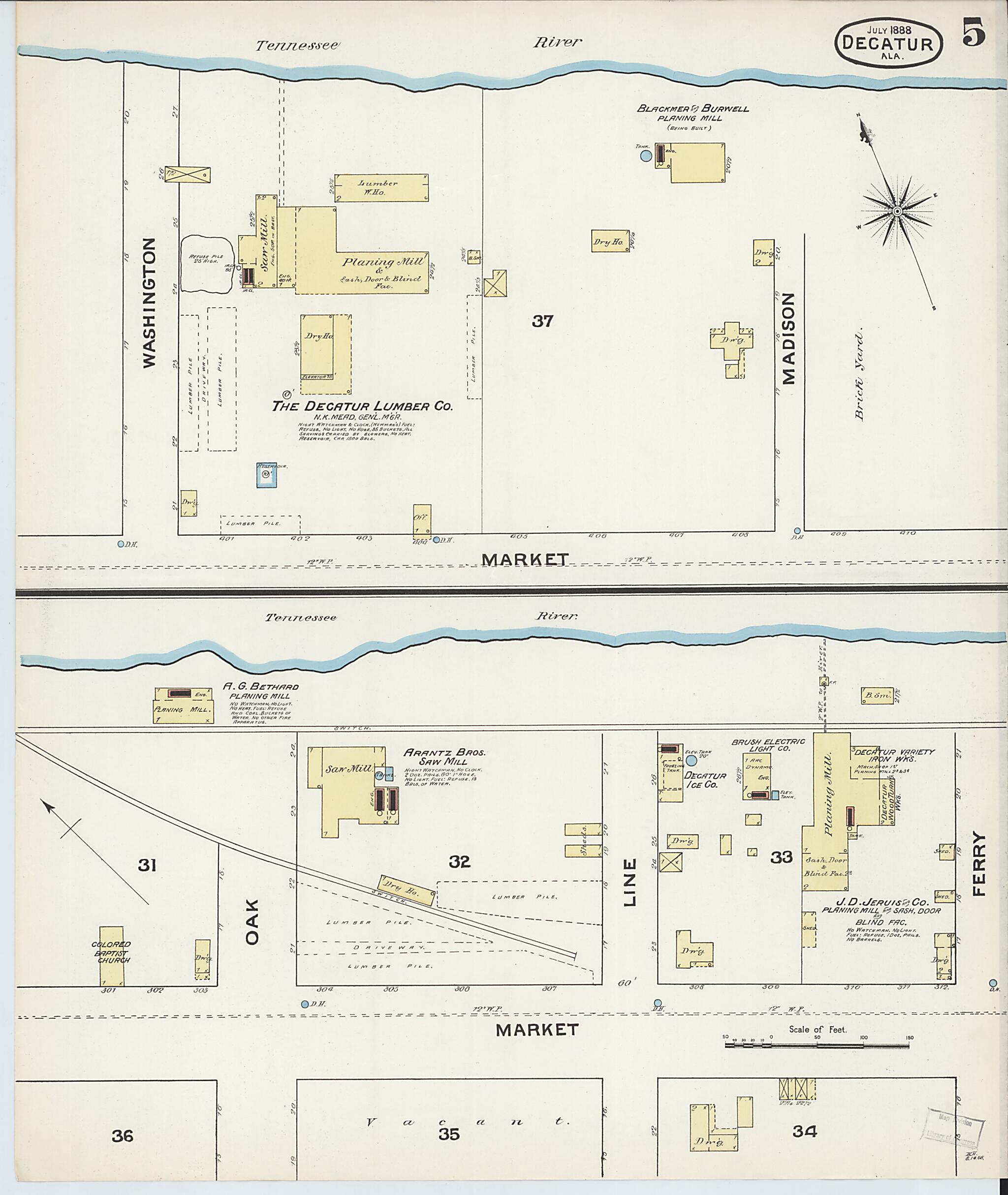 Decatur, Morgan County, Alabama 1888 (Sheet 5) by Relic Map Company