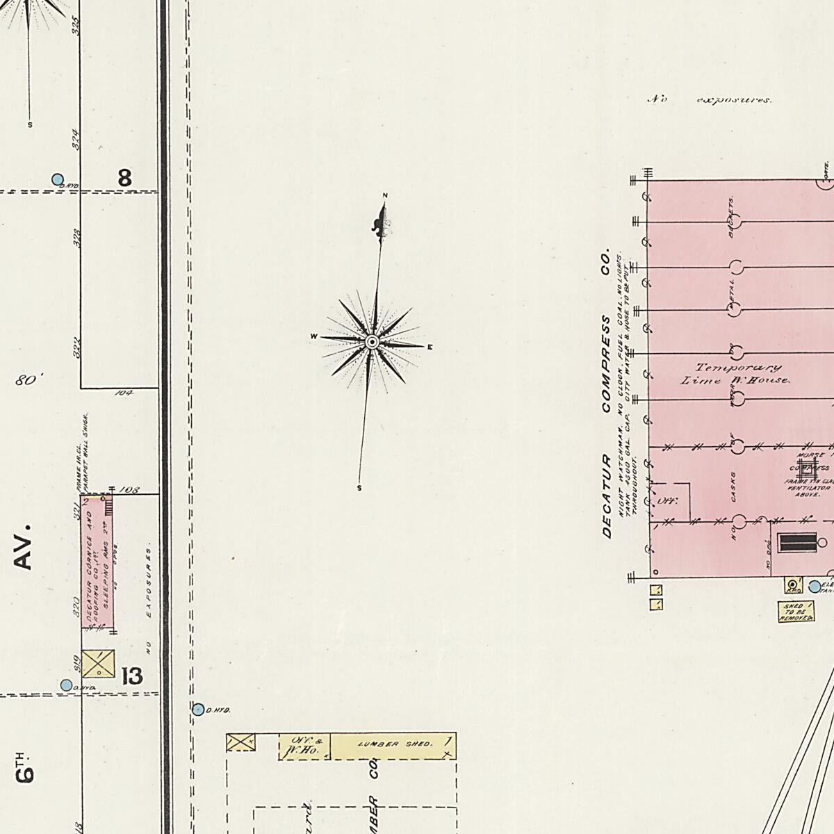 This old map of New Decatur, Morgan County, Alabama was created by Sanborn Map Company in 1888