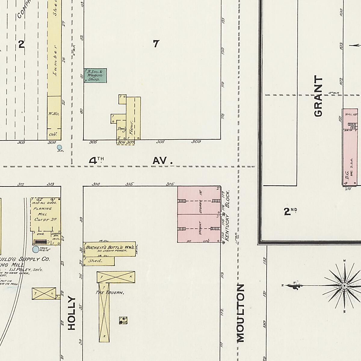 This old map of New Decatur, Morgan County, Alabama was created by Sanborn Map Company in 1888