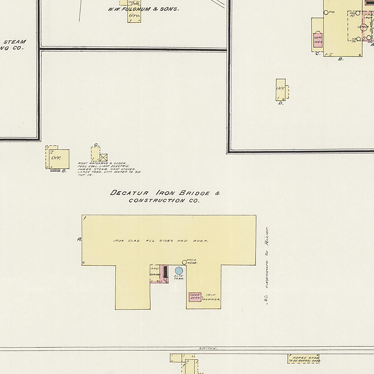 This old map of New Decatur, Morgan County, Alabama was created by Sanborn Map Company in 1888