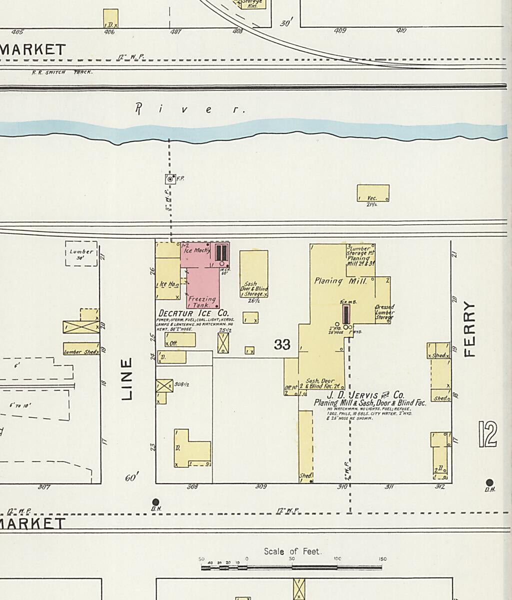 This old map of New Decatur, Morgan County, Alabama was created by Sanborn Map Company in 1894