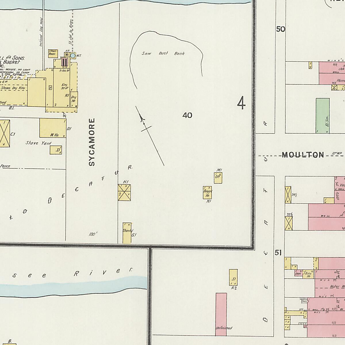 This old map of New Decatur, Morgan County, Alabama was created by Sanborn Map Company in 1898