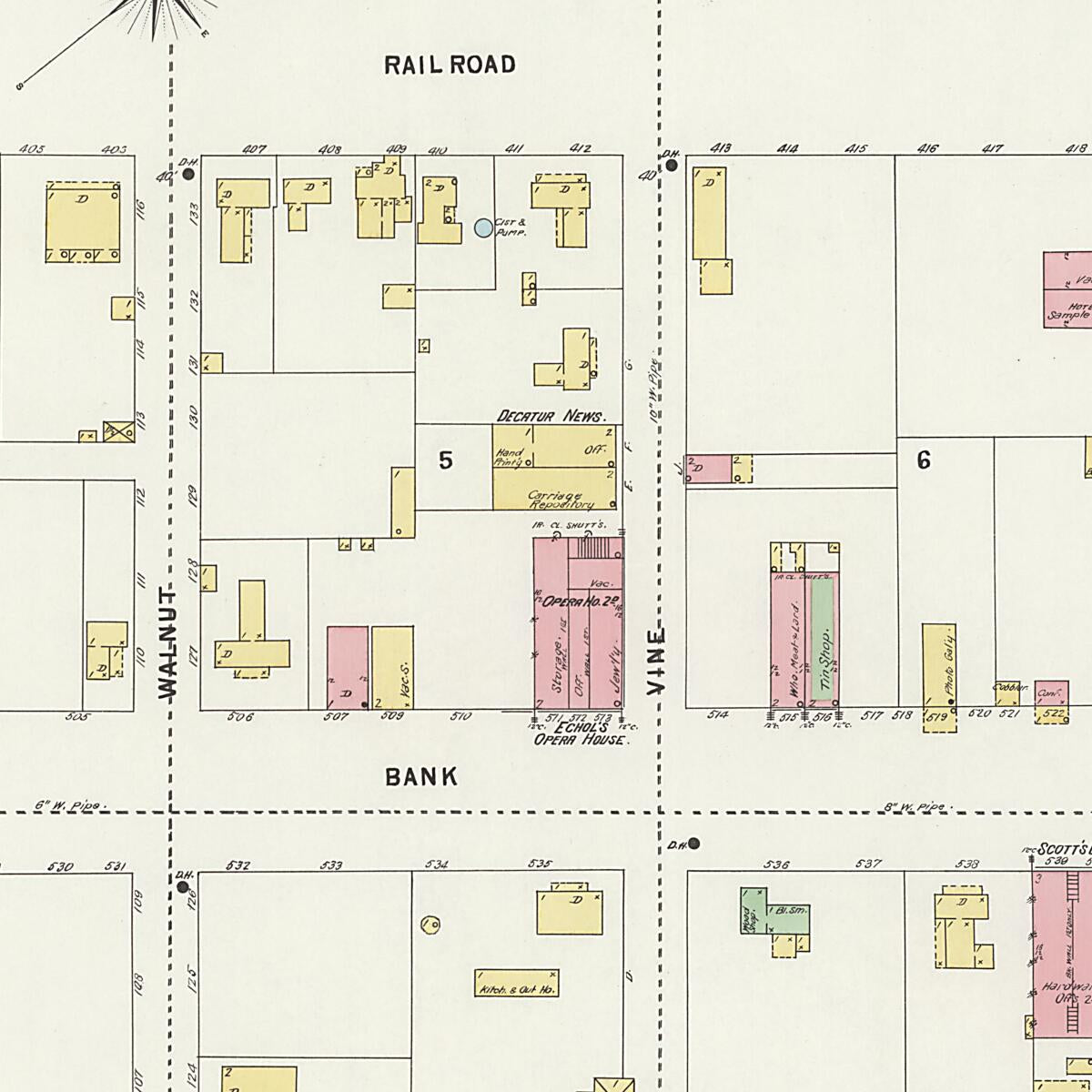 This old map of New Decatur, Morgan County, Alabama was created by Sanborn Map Company in 1898