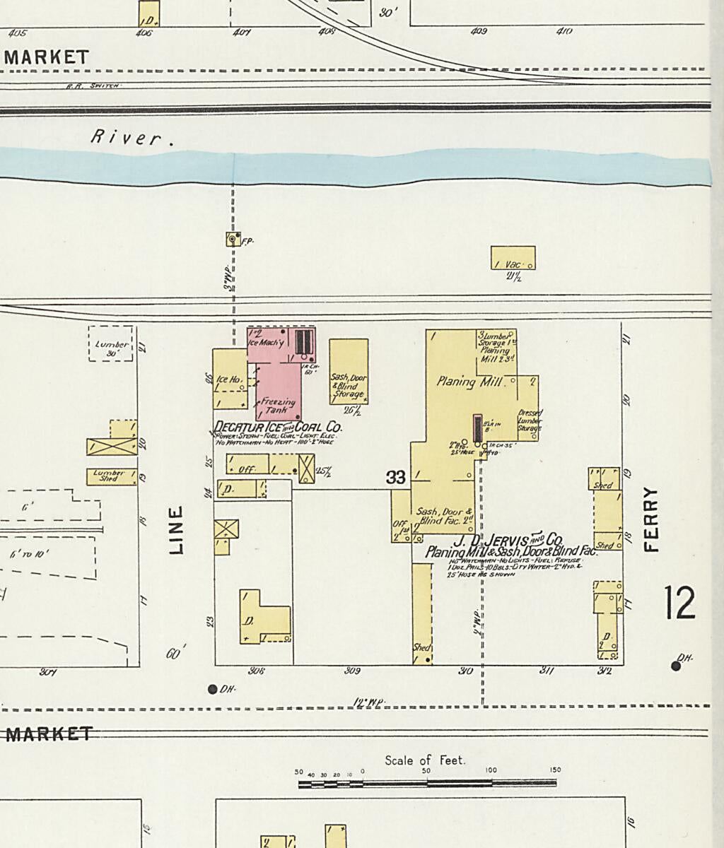 This old map of New Decatur, Morgan County, Alabama was created by Sanborn Map Company in 1898