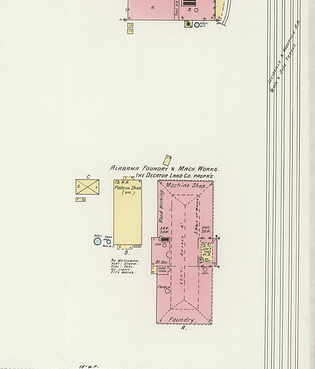 This old map of New Decatur, Morgan County, Alabama was created by Sanborn Map Company in 1898