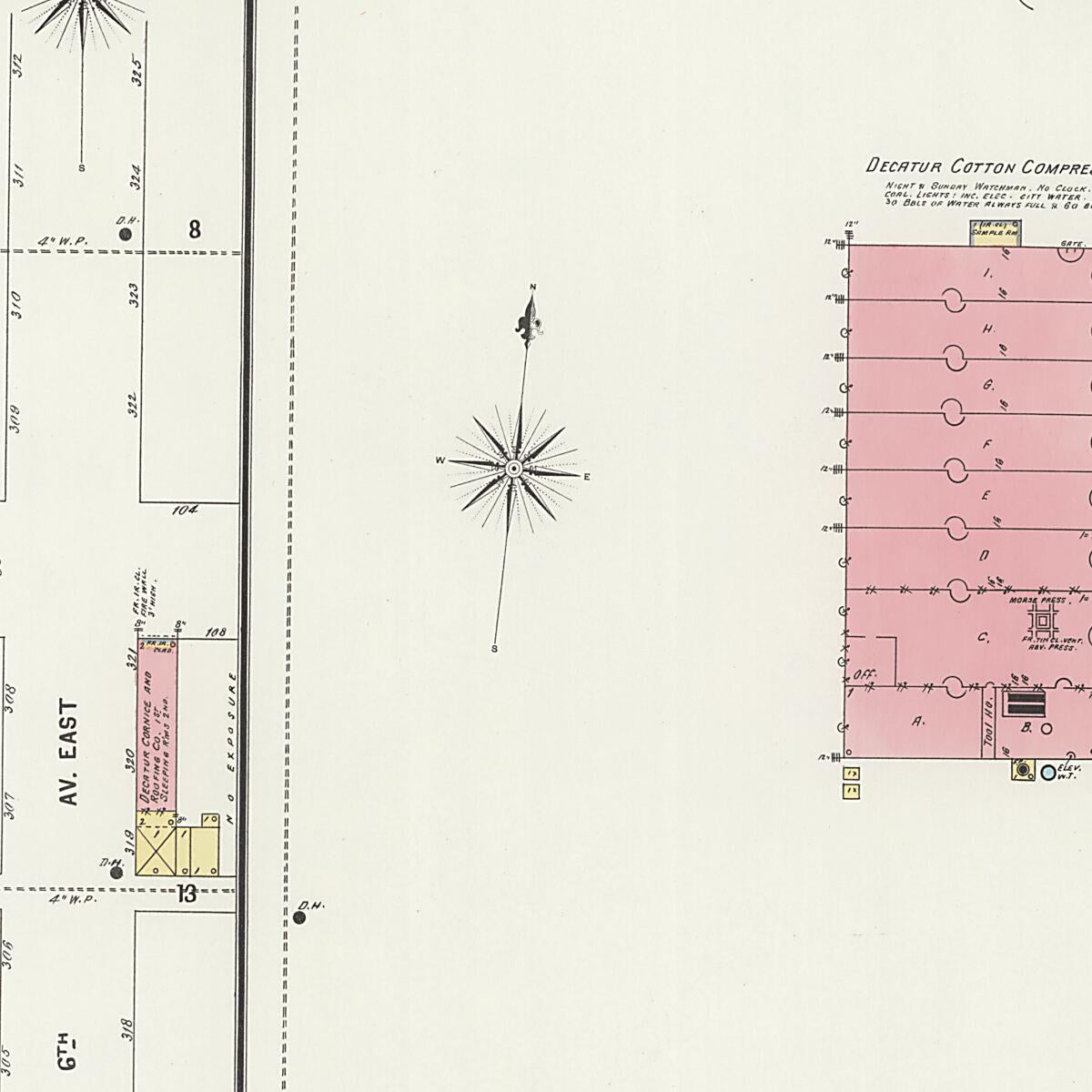 This old map of New Decatur, Morgan County, Alabama was created by Sanborn Map Company in 1898
