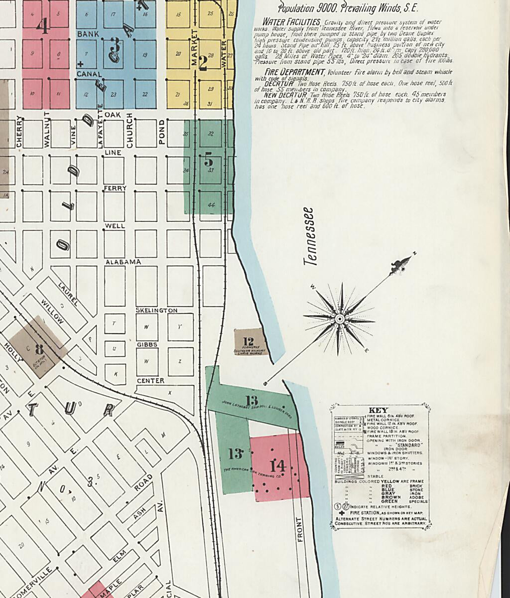 This old map of New Decatur, Morgan County, Alabama was created by Sanborn Map Company in 1903