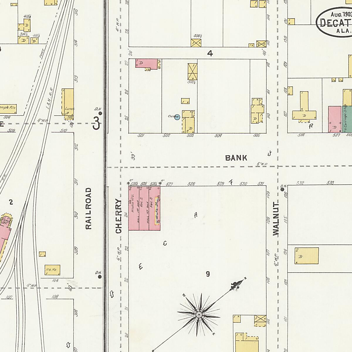 This old map of New Decatur, Morgan County, Alabama was created by Sanborn Map Company in 1903
