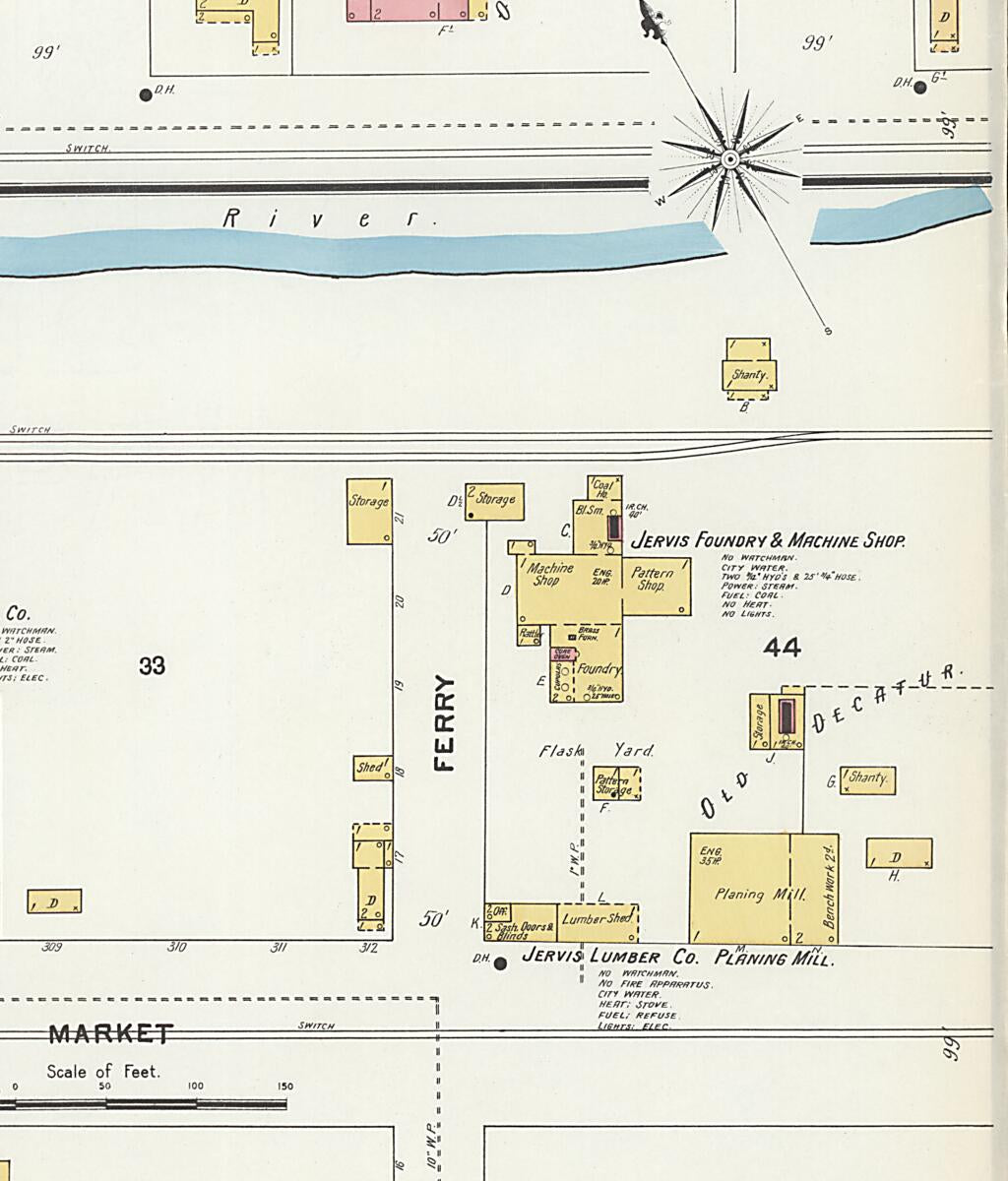 This old map of New Decatur, Morgan County, Alabama was created by Sanborn Map Company in 1903