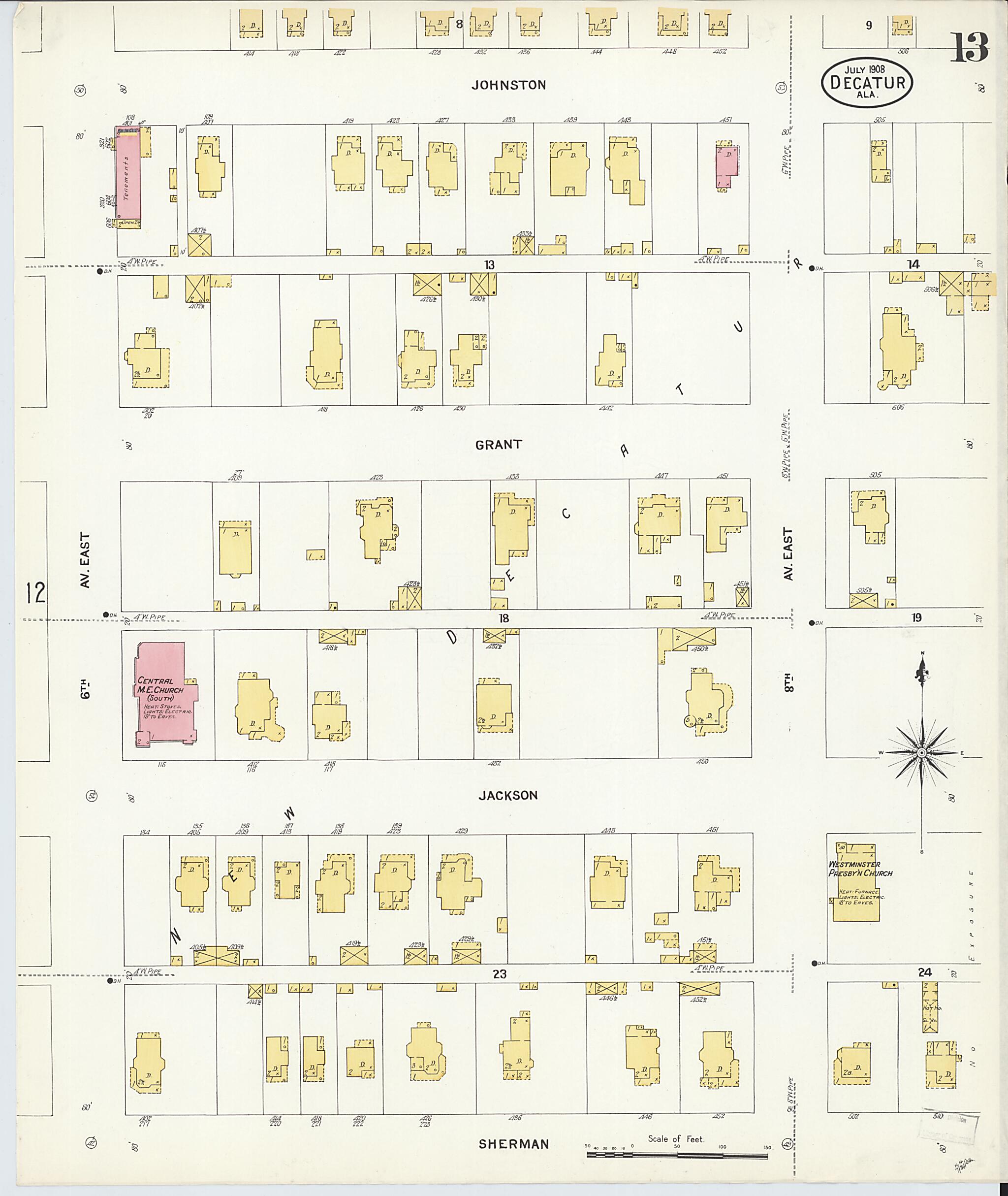 Decatur, Morgan County, Alabama 1908 (Sheet 13) by Relic Map Company