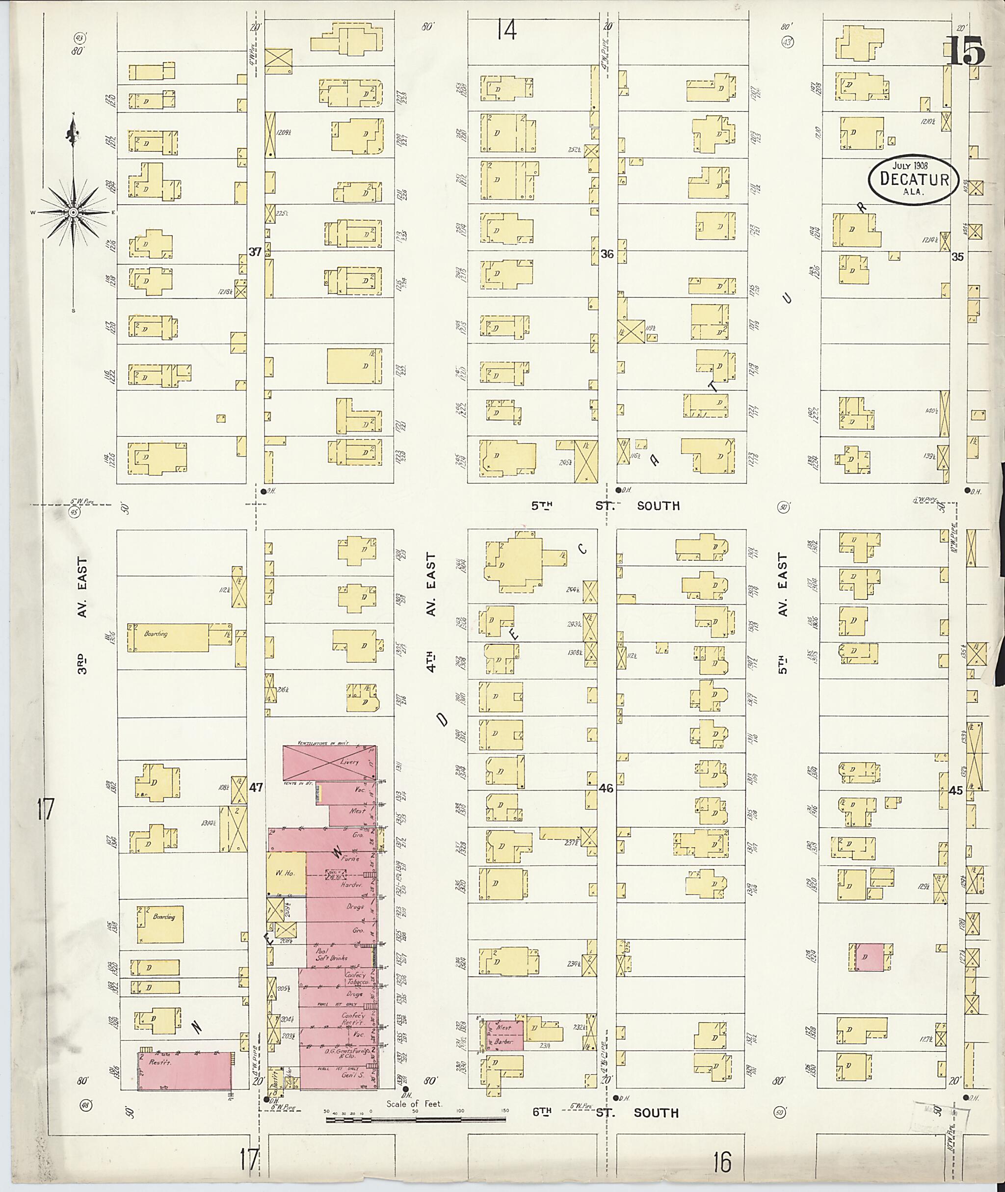 Decatur, Morgan County, Alabama 1908 (Sheet 15) by Relic Map Company