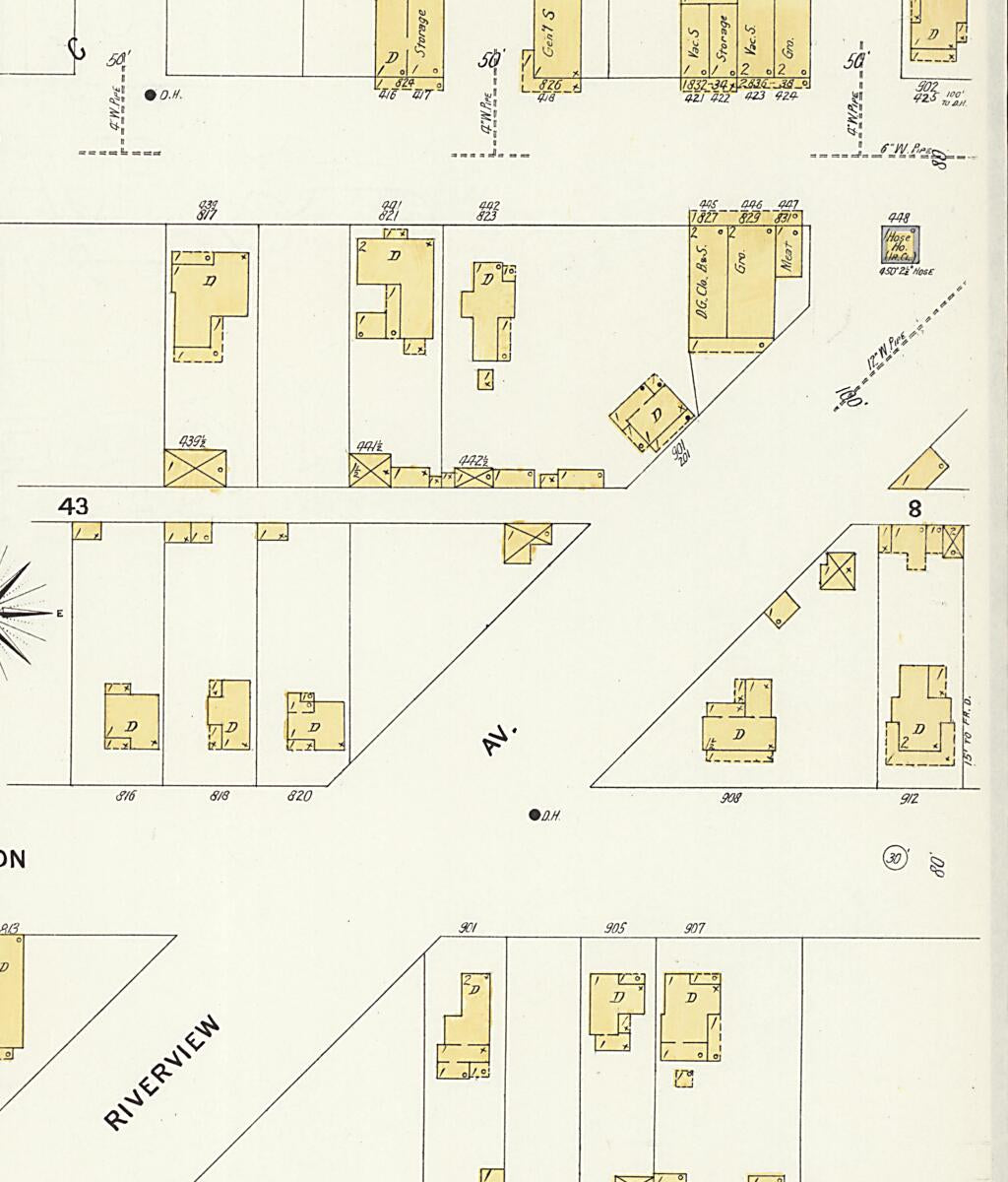 This old map of New Decatur, Morgan County, Alabama was created by Sanborn Map Company in 1908