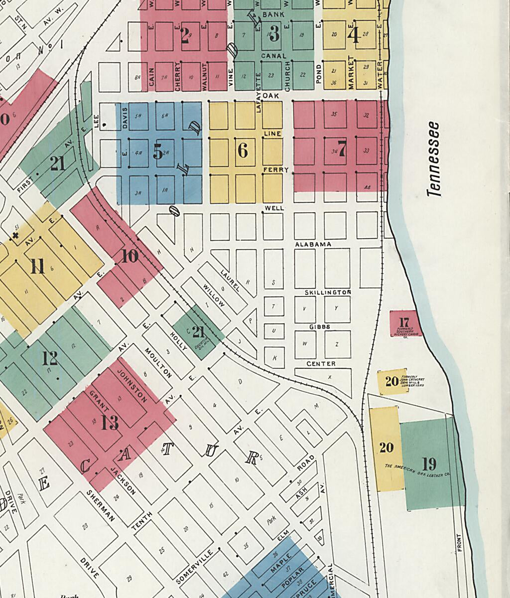 This old map of New Decatur, Morgan County, Alabama was created by Sanborn Map Company in 1908