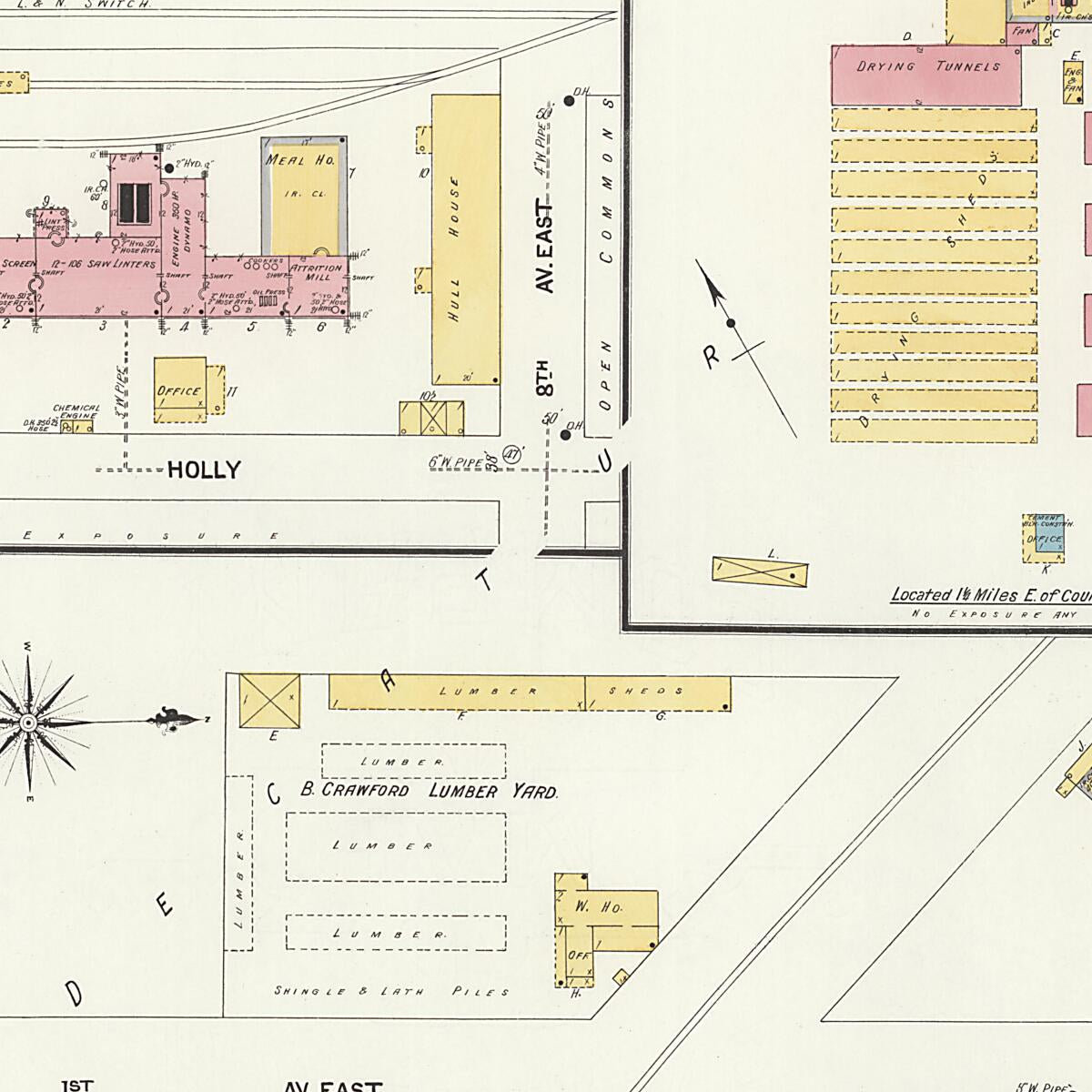 This old map of New Decatur, Morgan County, Alabama was created by Sanborn Map Company in 1908