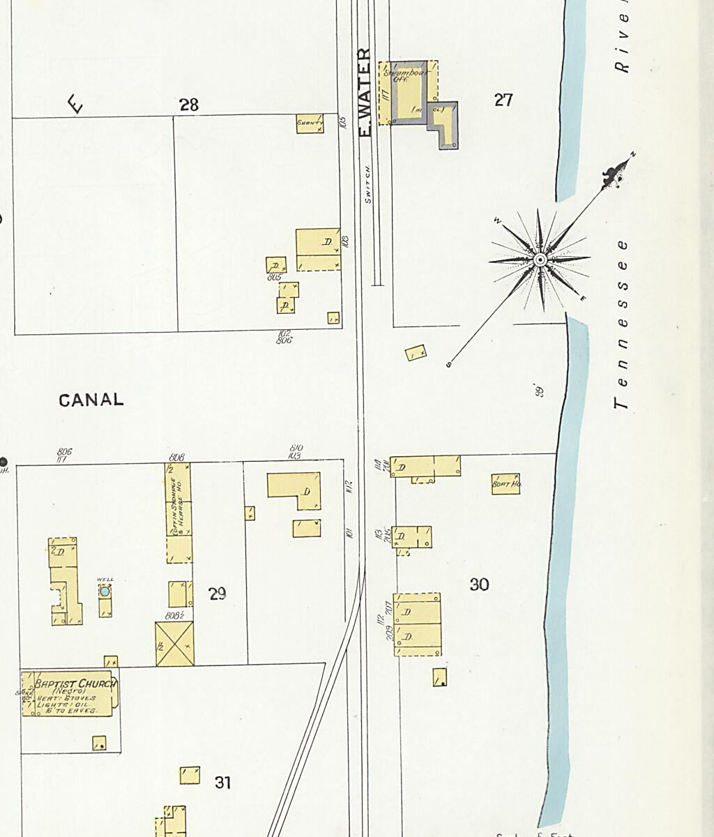 This old map of New Decatur, Morgan County, Alabama was created by Sanborn Map Company in 1908