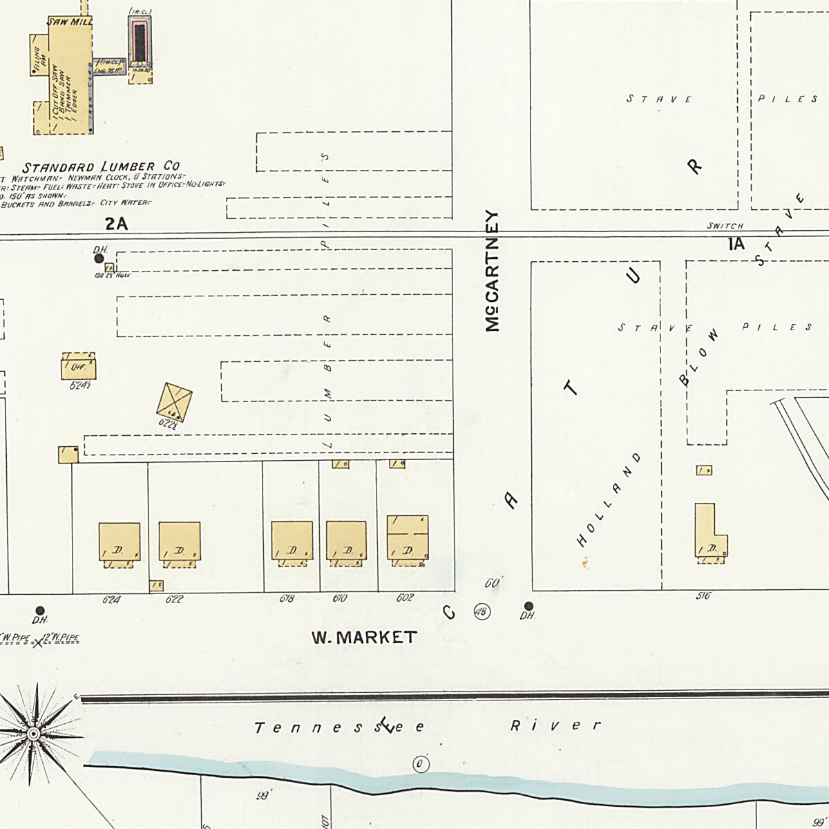 This old map of New Decatur, Morgan County, Alabama was created by Sanborn Map Company in 1908