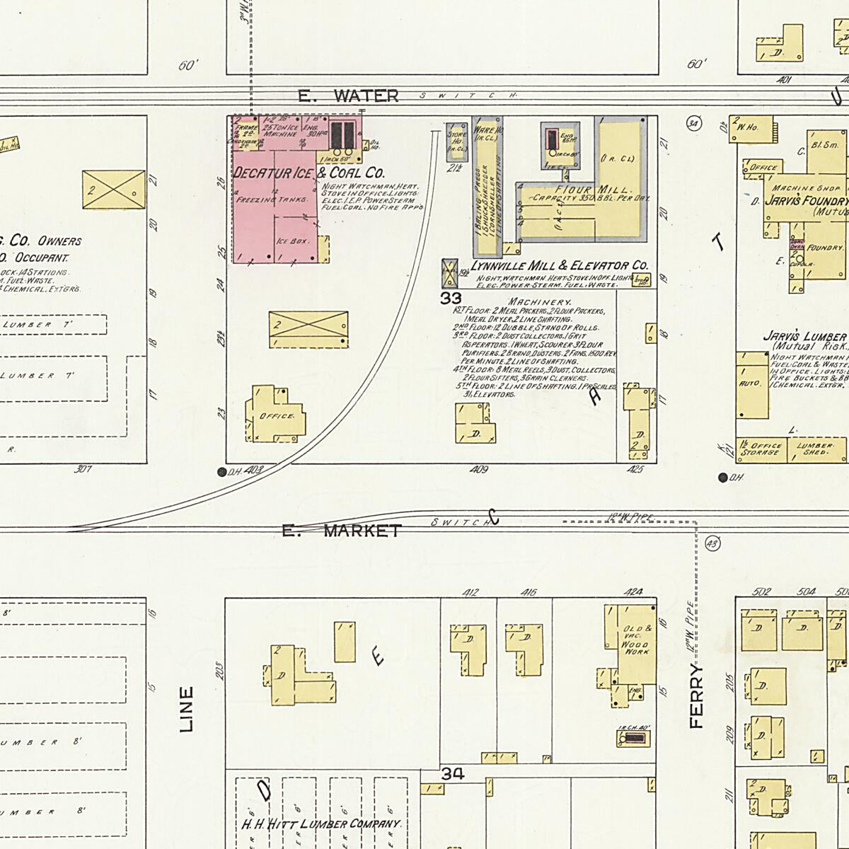 This old map of New Decatur, Morgan County, Alabama was created by Sanborn Map Company in 1913