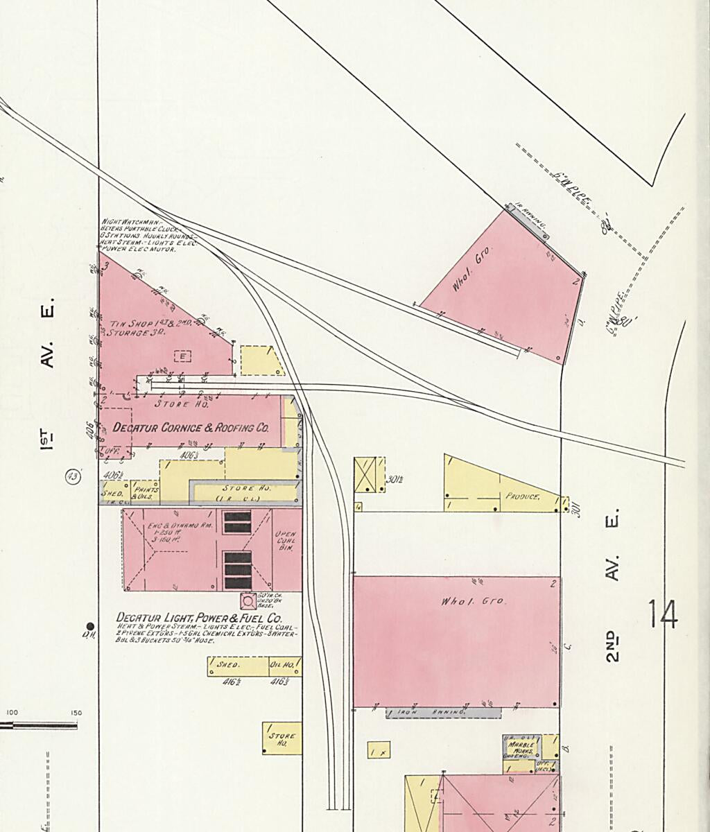 This old map of New Decatur, Morgan County, Alabama was created by Sanborn Map Company in 1913