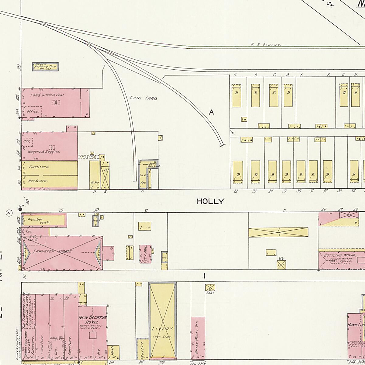 This old map of New Decatur, Morgan County, Alabama was created by Sanborn Map Company in 1913