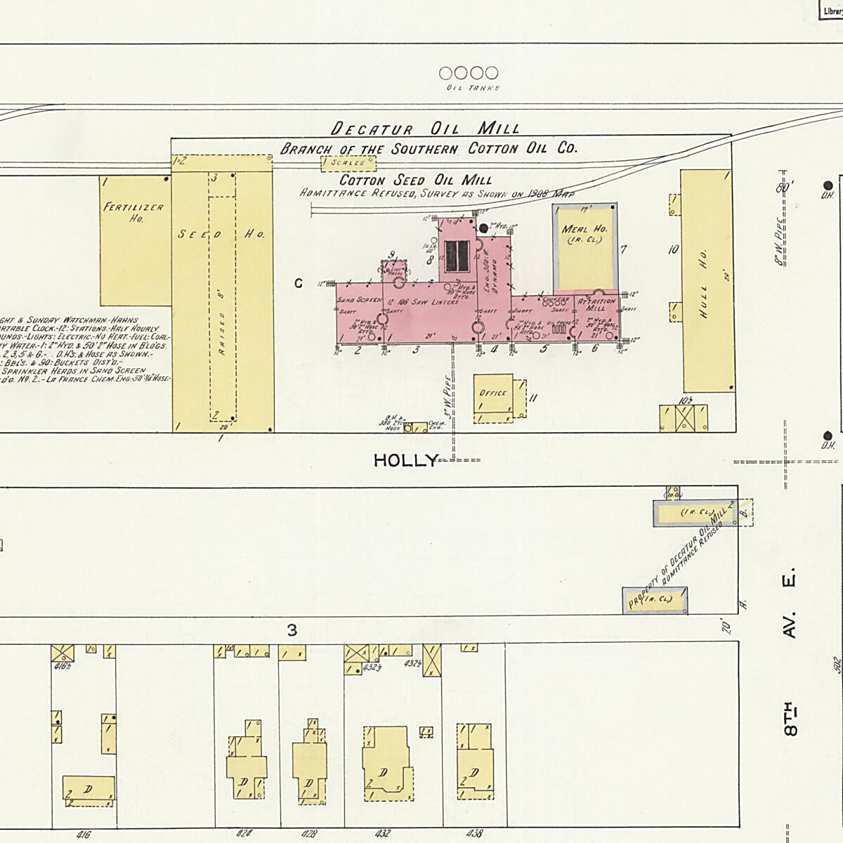 This old map of New Decatur, Morgan County, Alabama was created by Sanborn Map Company in 1913