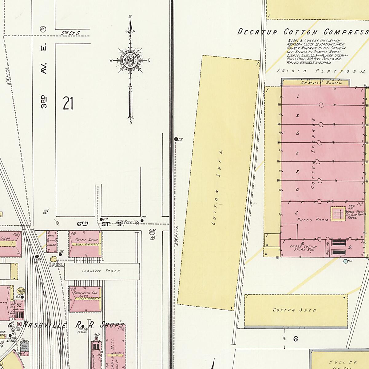 This old map of New Decatur, Morgan County, Alabama was created by Sanborn Map Company in 1913