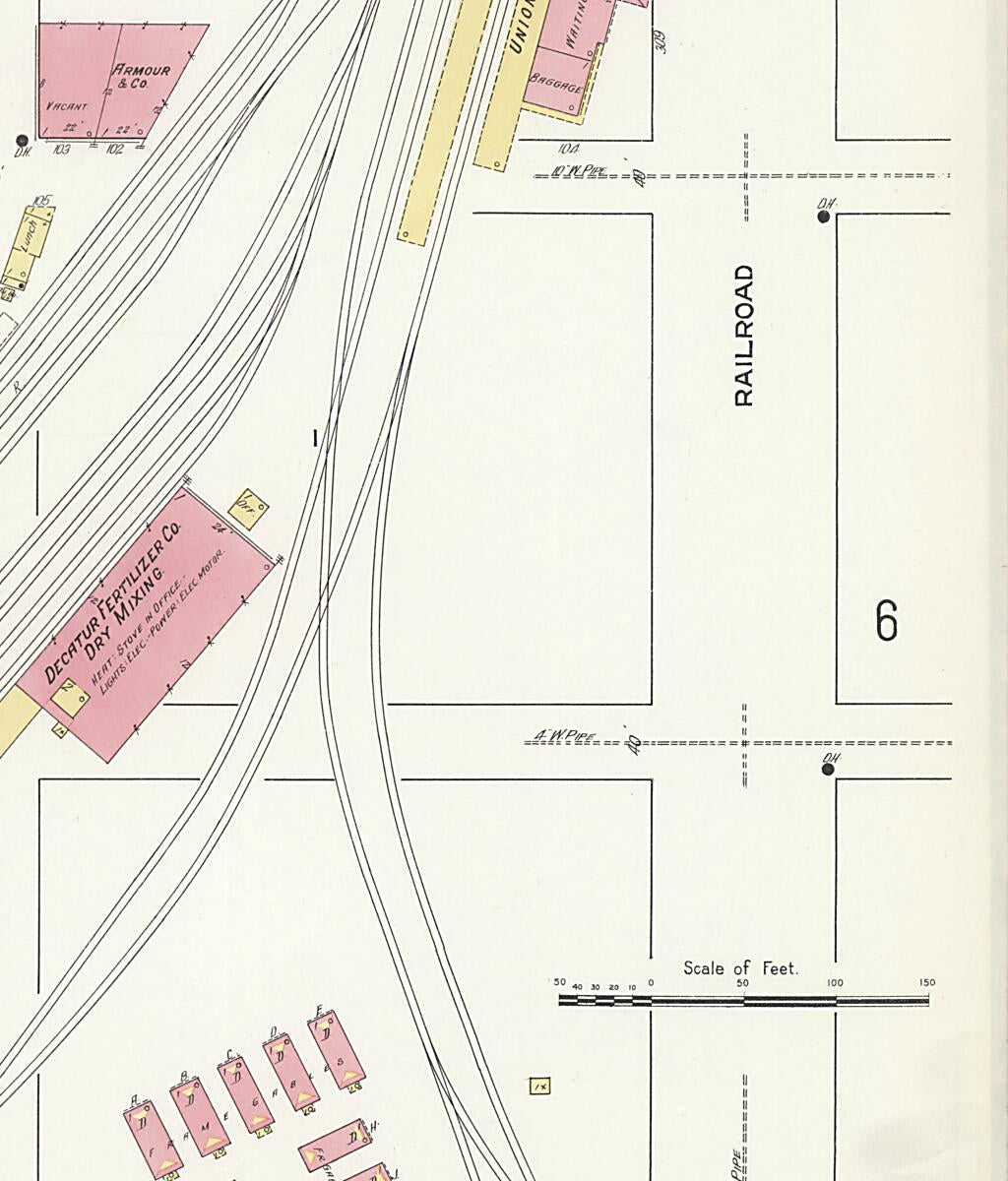 This old map of New Decatur, Morgan County, Alabama was created by Sanborn Map Company in 1913