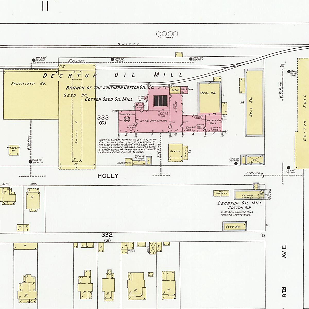 This old map of Decatur, Morgan County, Alabama was created by Sanborn Map Company in 1927