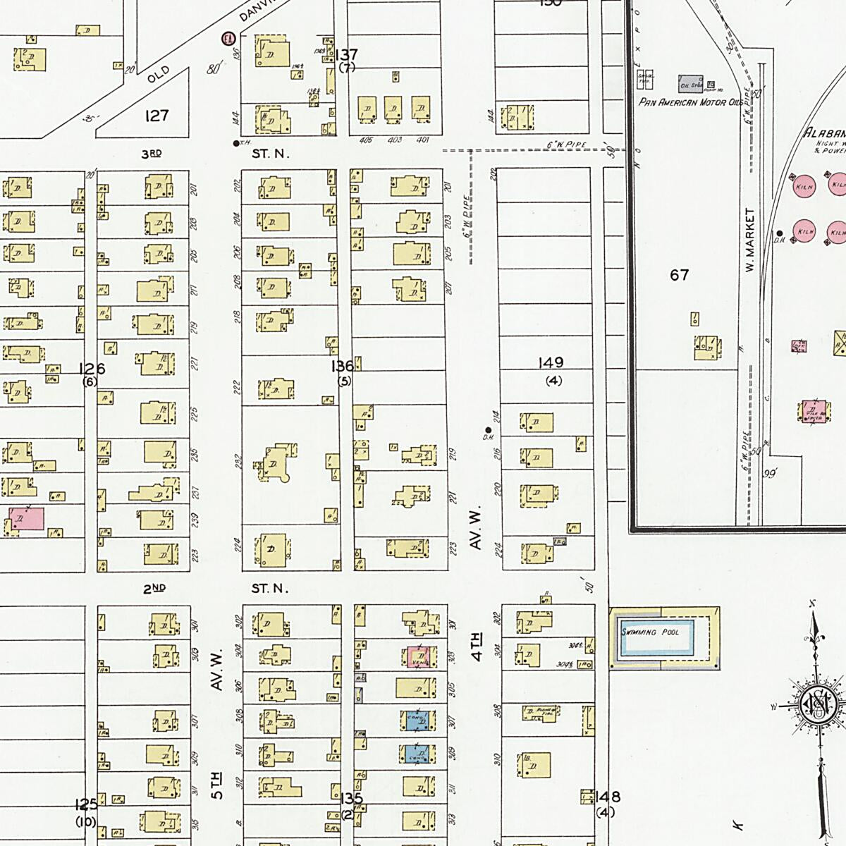 This old map of Decatur, Morgan County, Alabama was created by Sanborn Map Company in 1927