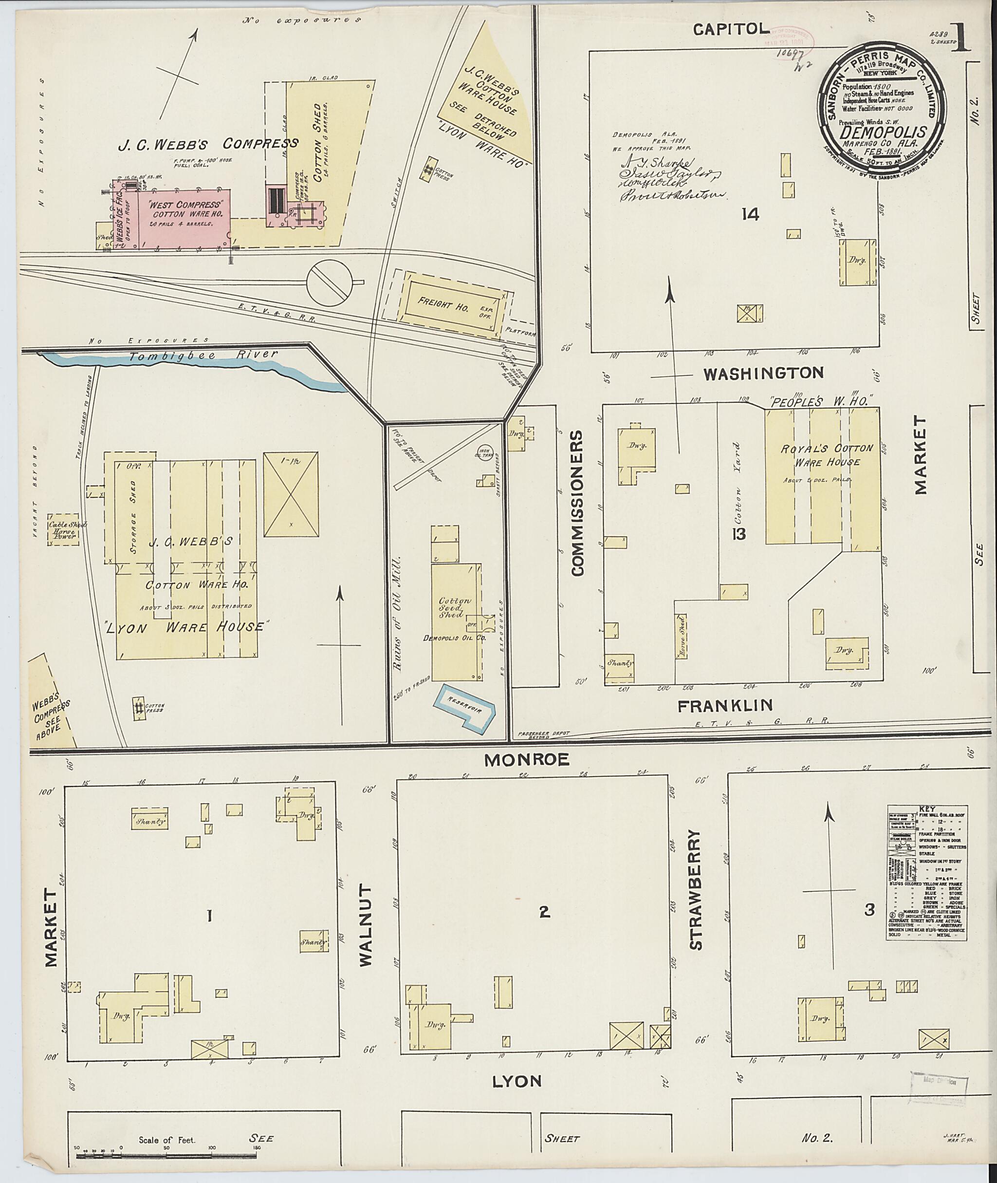 Demopolis, Marengo County, Alabama 1891 (Sheet 1 of 2) by Relic Map Company