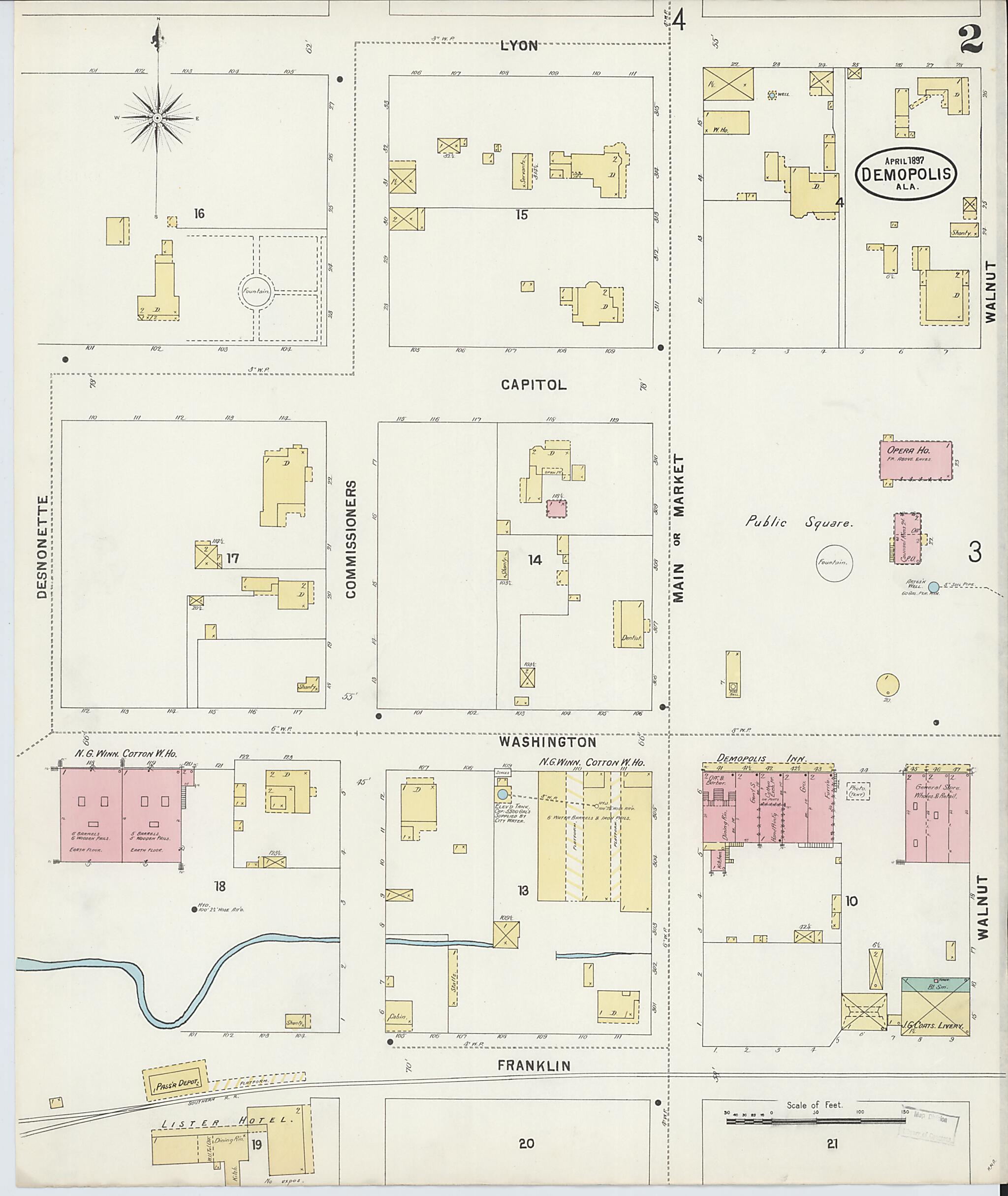 Demopolis, Marengo County, Alabama 1897 (Sheet 2 of 5) by Relic Map Company