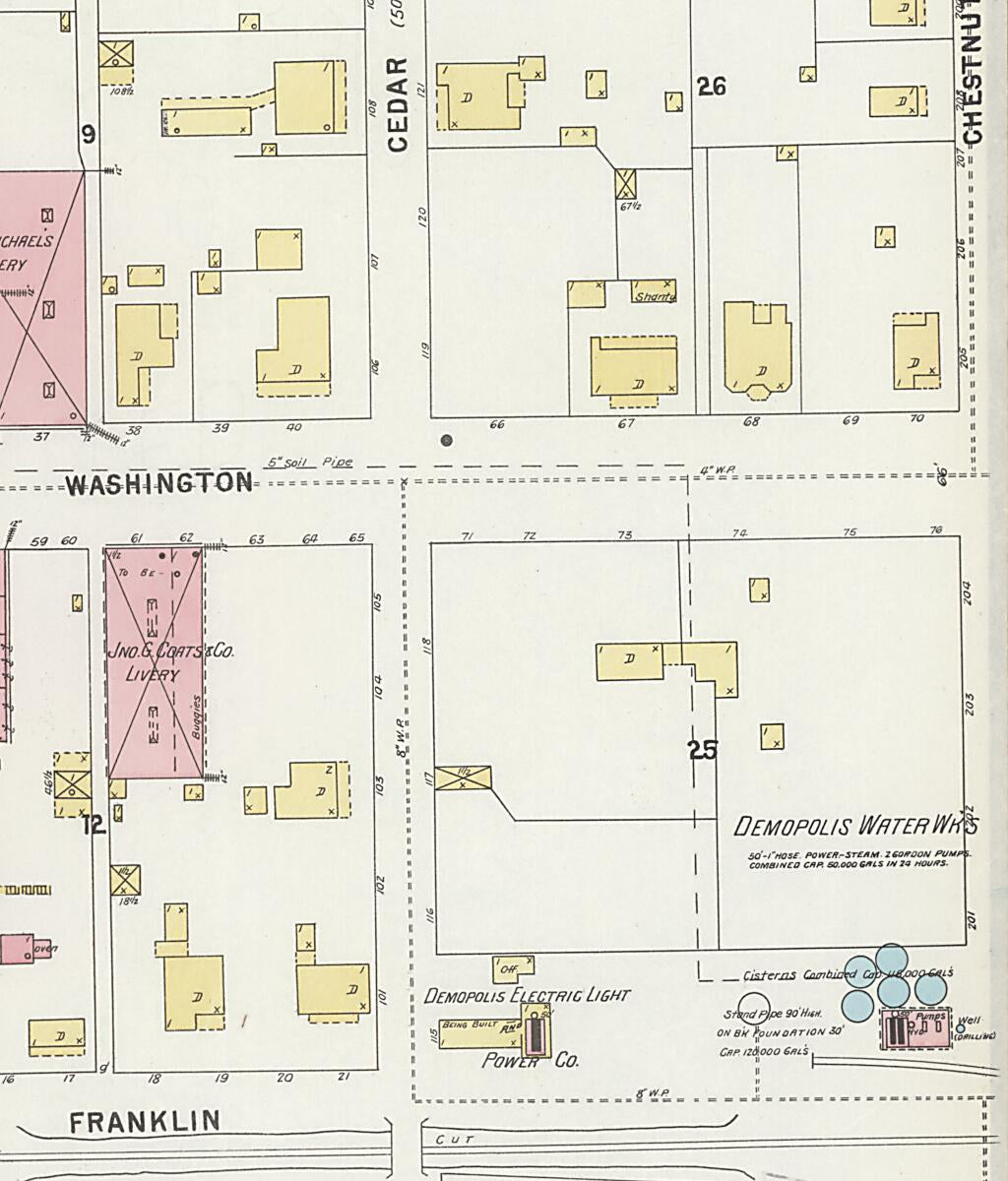 This old map of Demopolis, Marengo County, Alabama was created by Sanborn Map Company in 1897