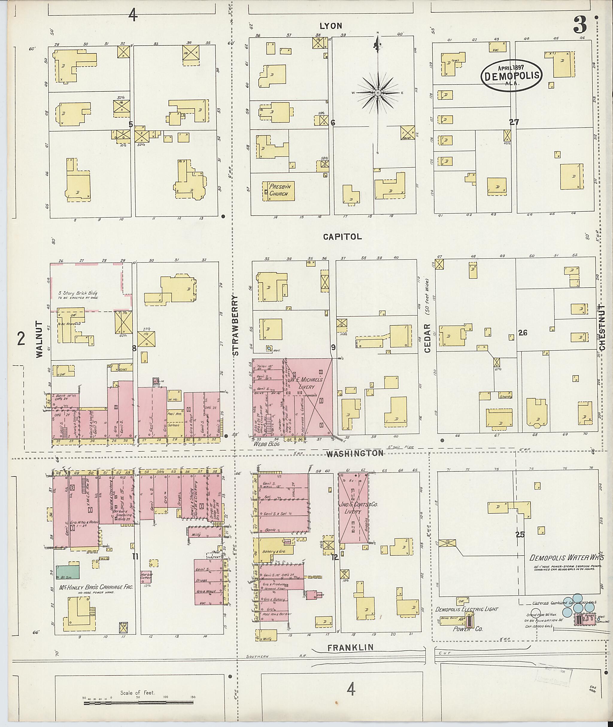 Demopolis, Marengo County, Alabama 1897 (Sheet 3 of 5) by Relic Map Company