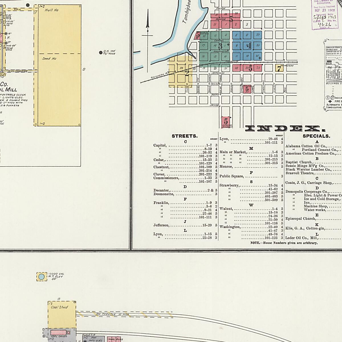 This old map of Demopolis, Marengo County, Alabama was created by Sanborn Map Company in 1903