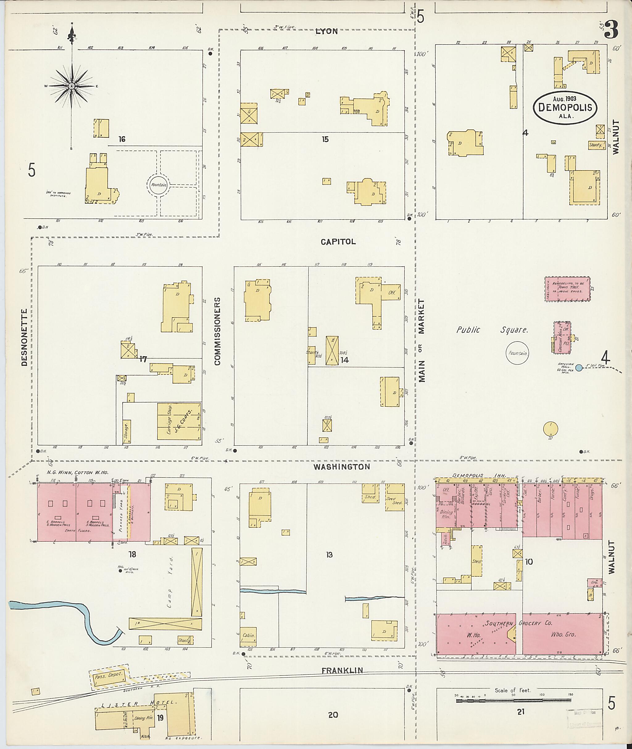 Demopolis, Marengo County, Alabama 1903 (Sheet 3 of 7) by Relic Map Company