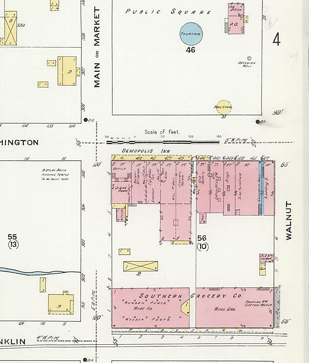 This old map of Demopolis, Marengo County, Alabama was created by Sanborn Map Company in 1909