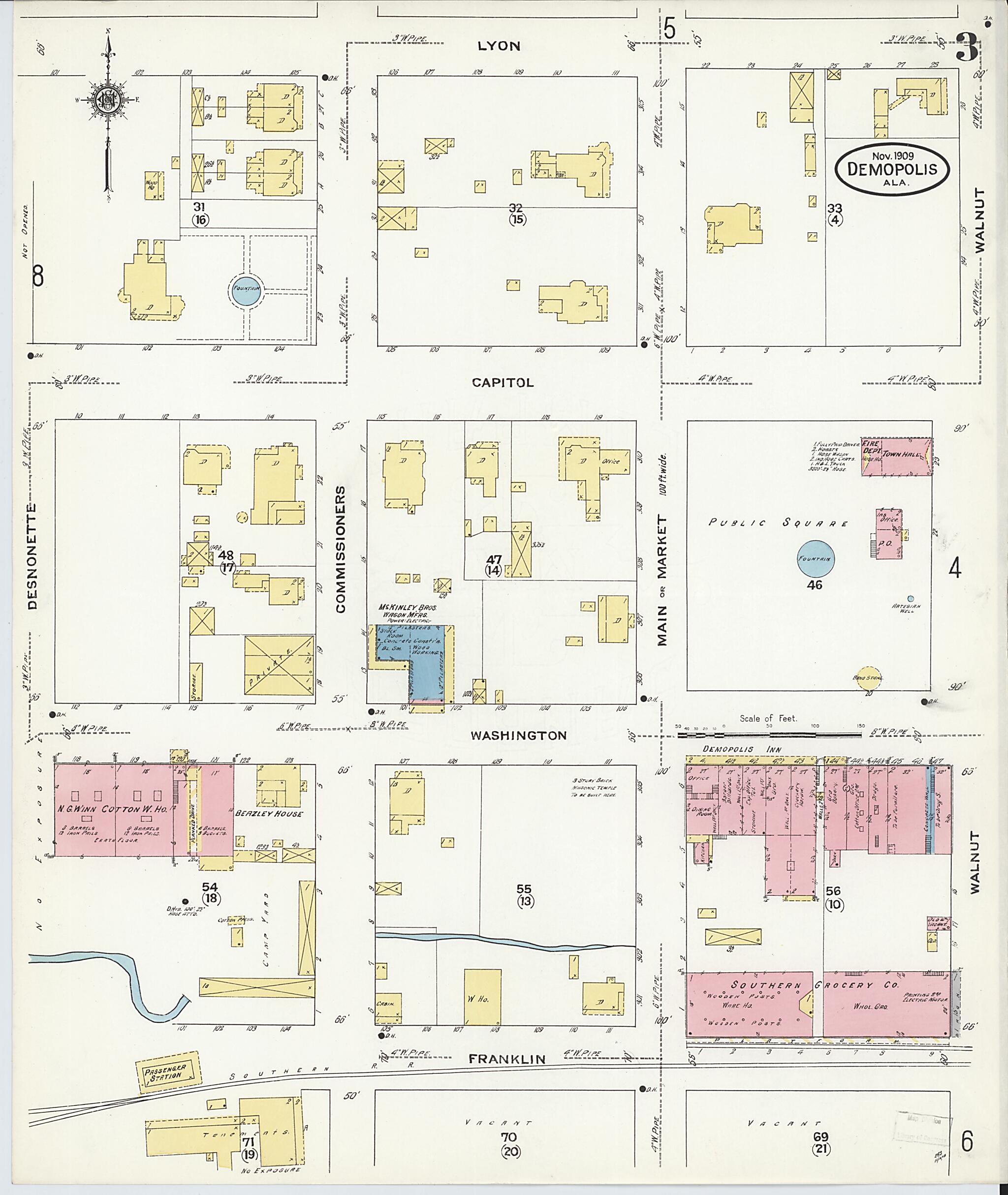 Demopolis, Marengo County, Alabama 1909 (Sheet 3 of 9) by Relic Map Company